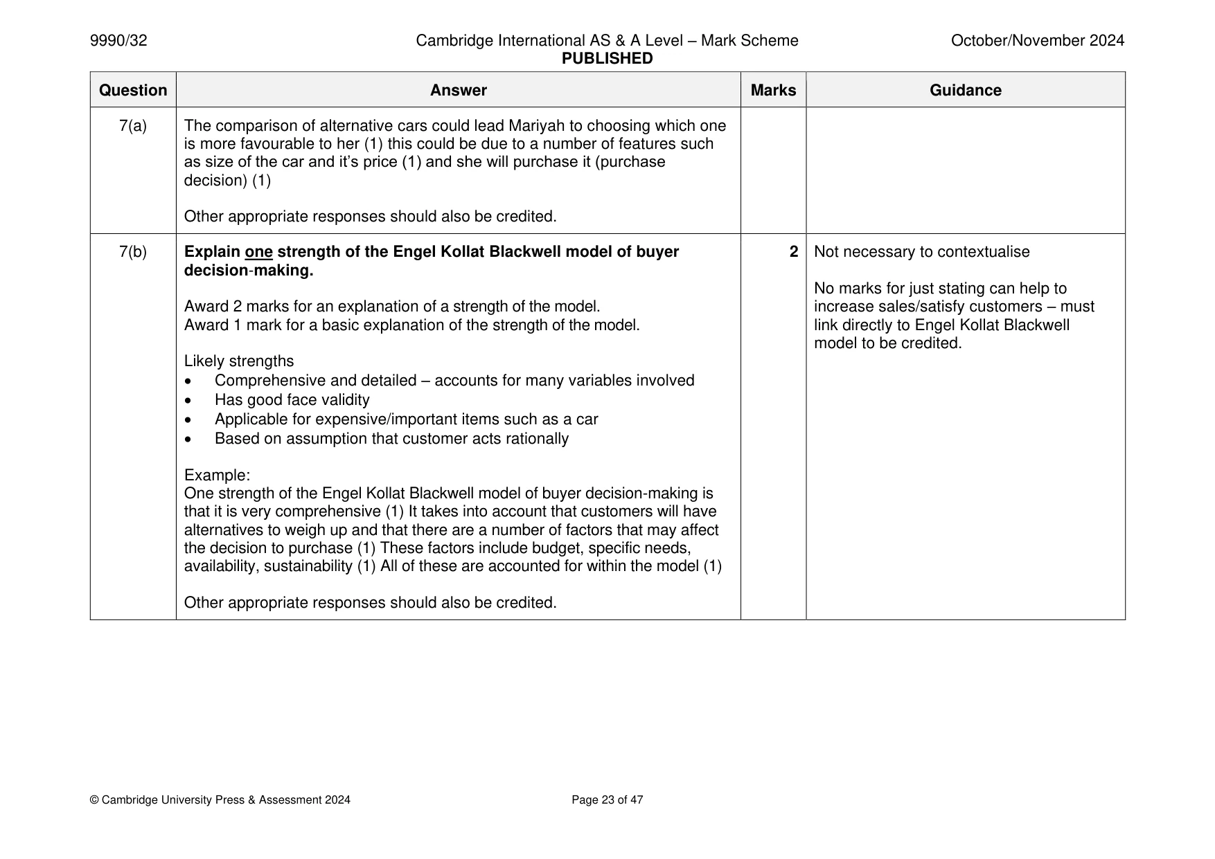 Mark scheme, page 23 of 47