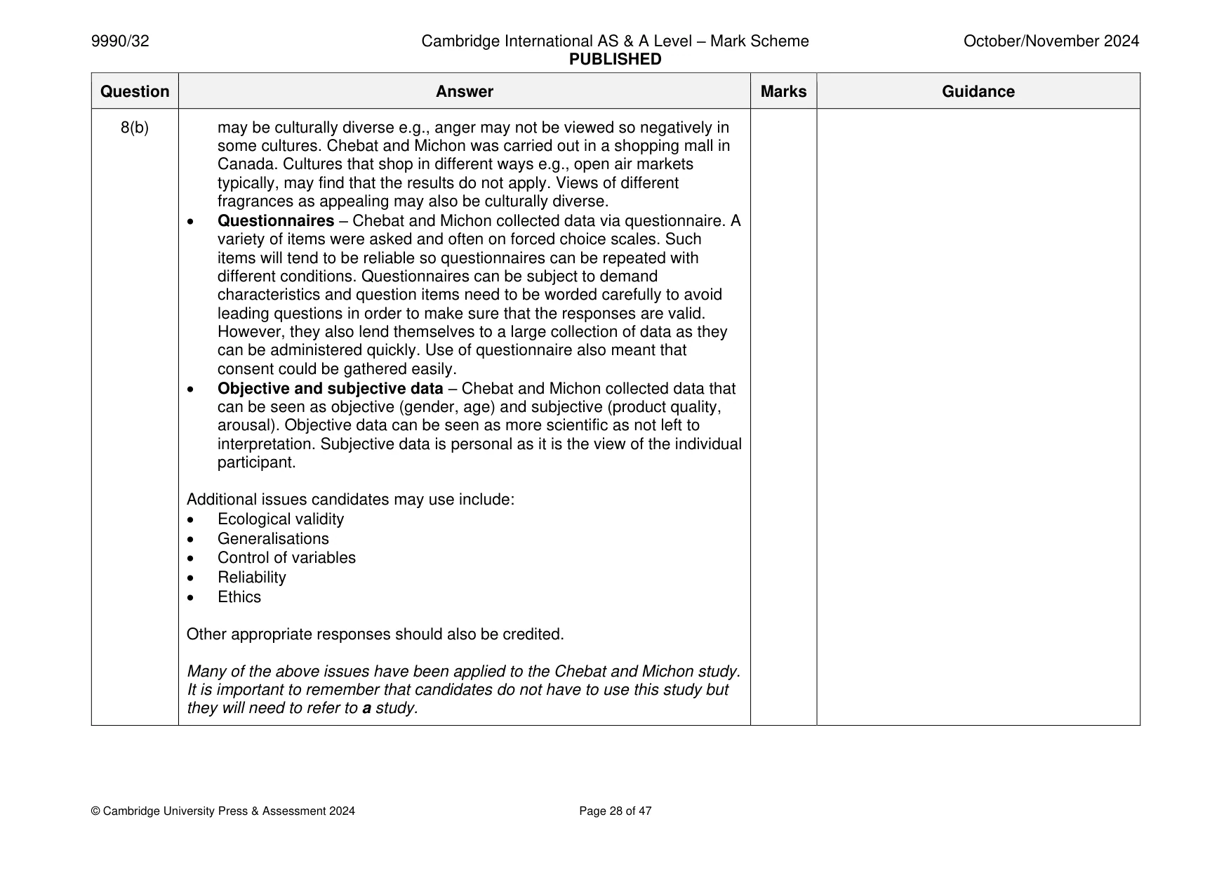 Mark scheme, page 28 of 47