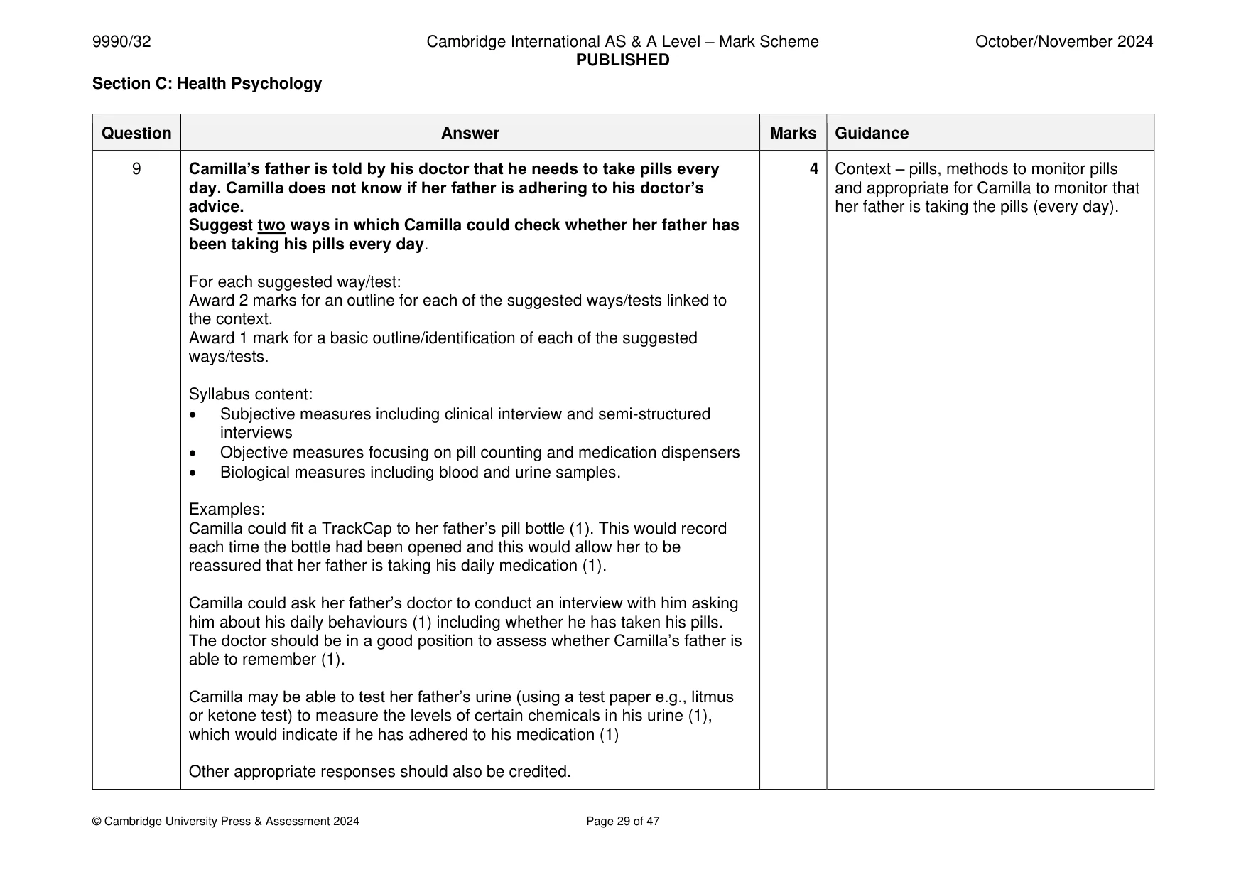 Mark scheme, page 29 of 47