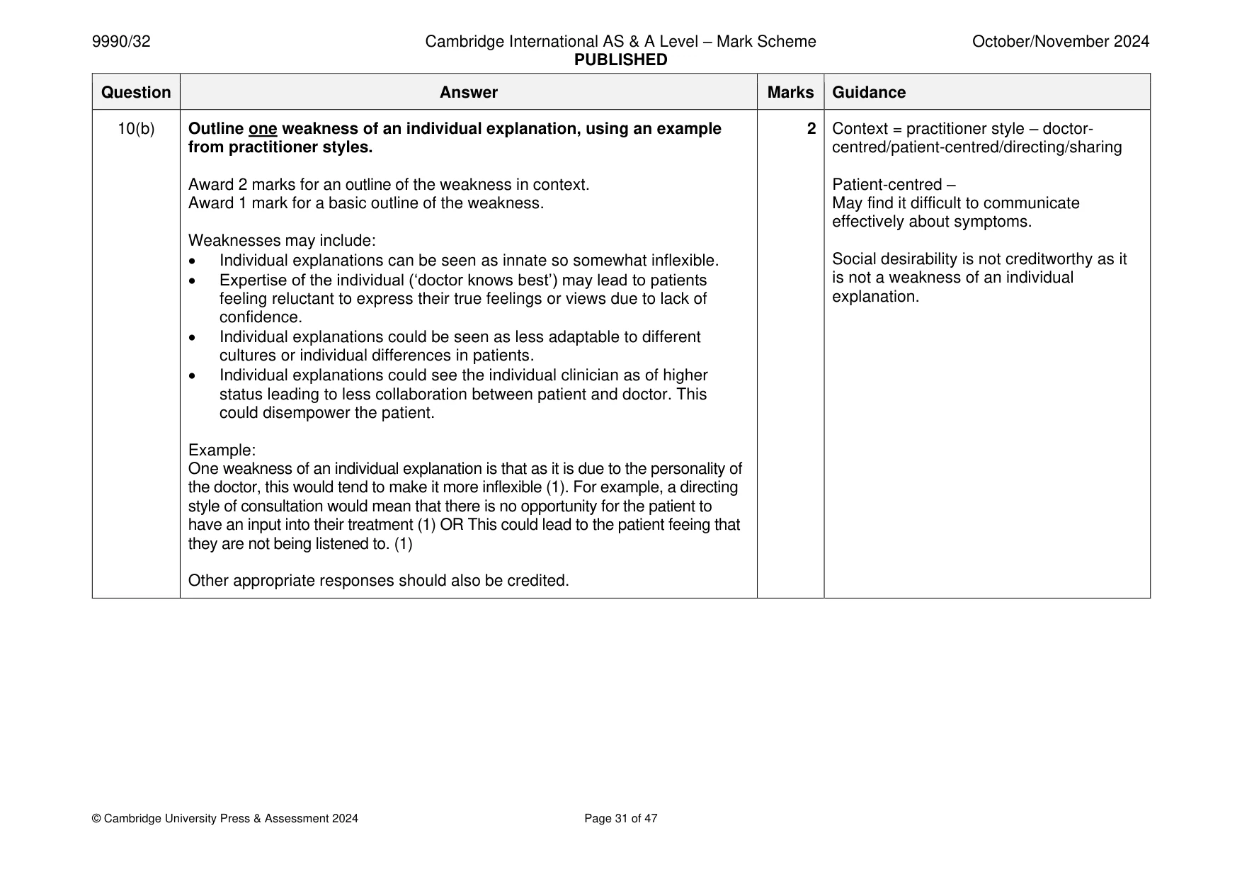 Mark scheme, page 31 of 47