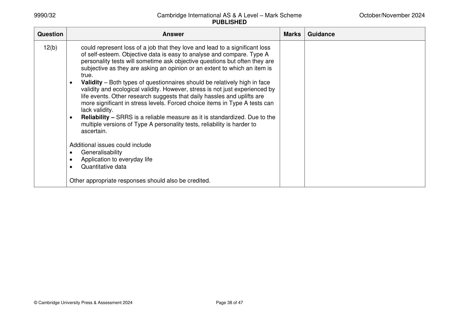 Mark scheme, page 38 of 47