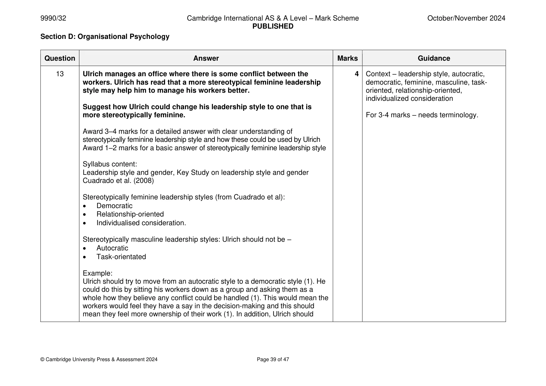 Mark scheme, page 39 of 47