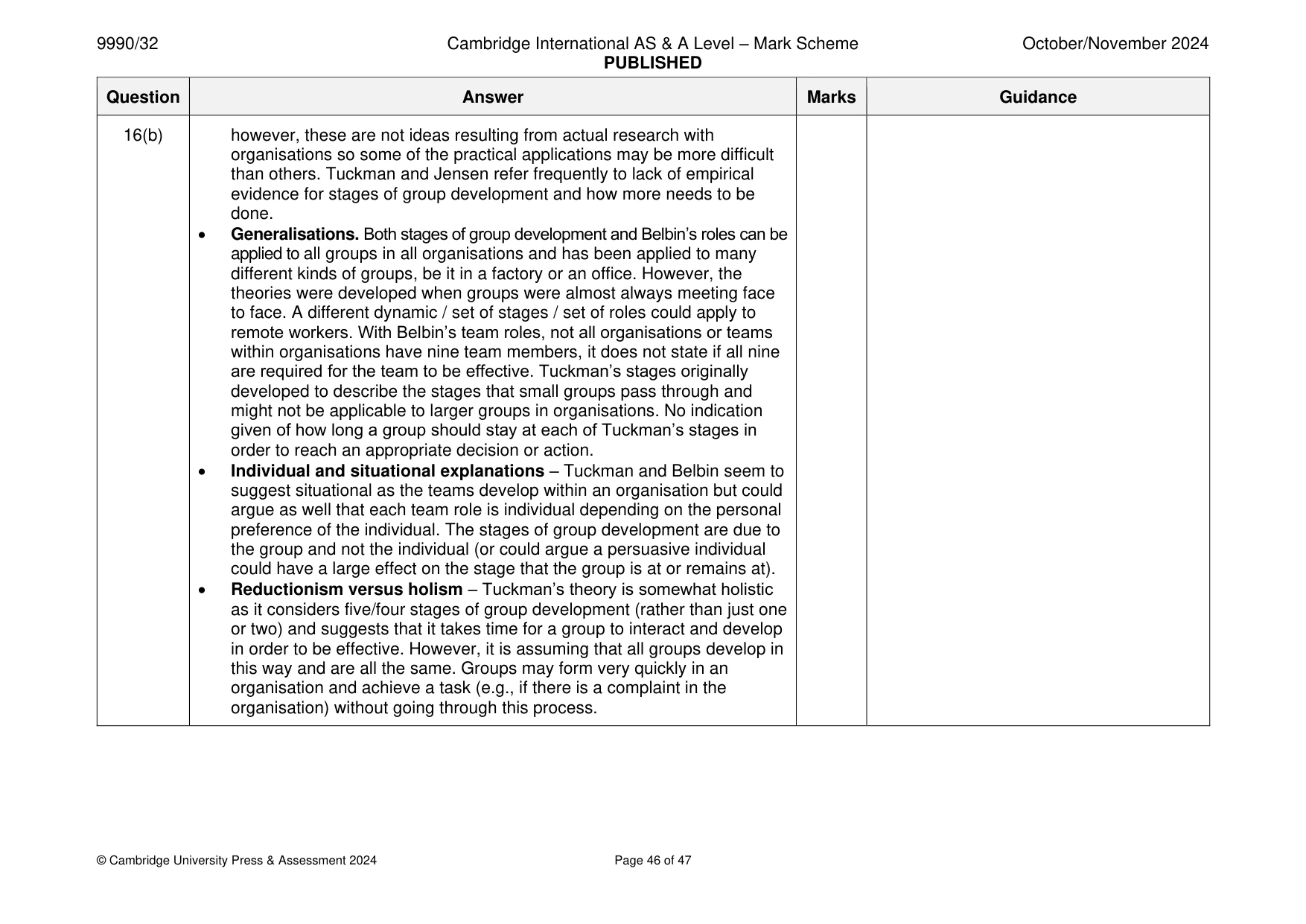 Mark scheme, page 46 of 47
