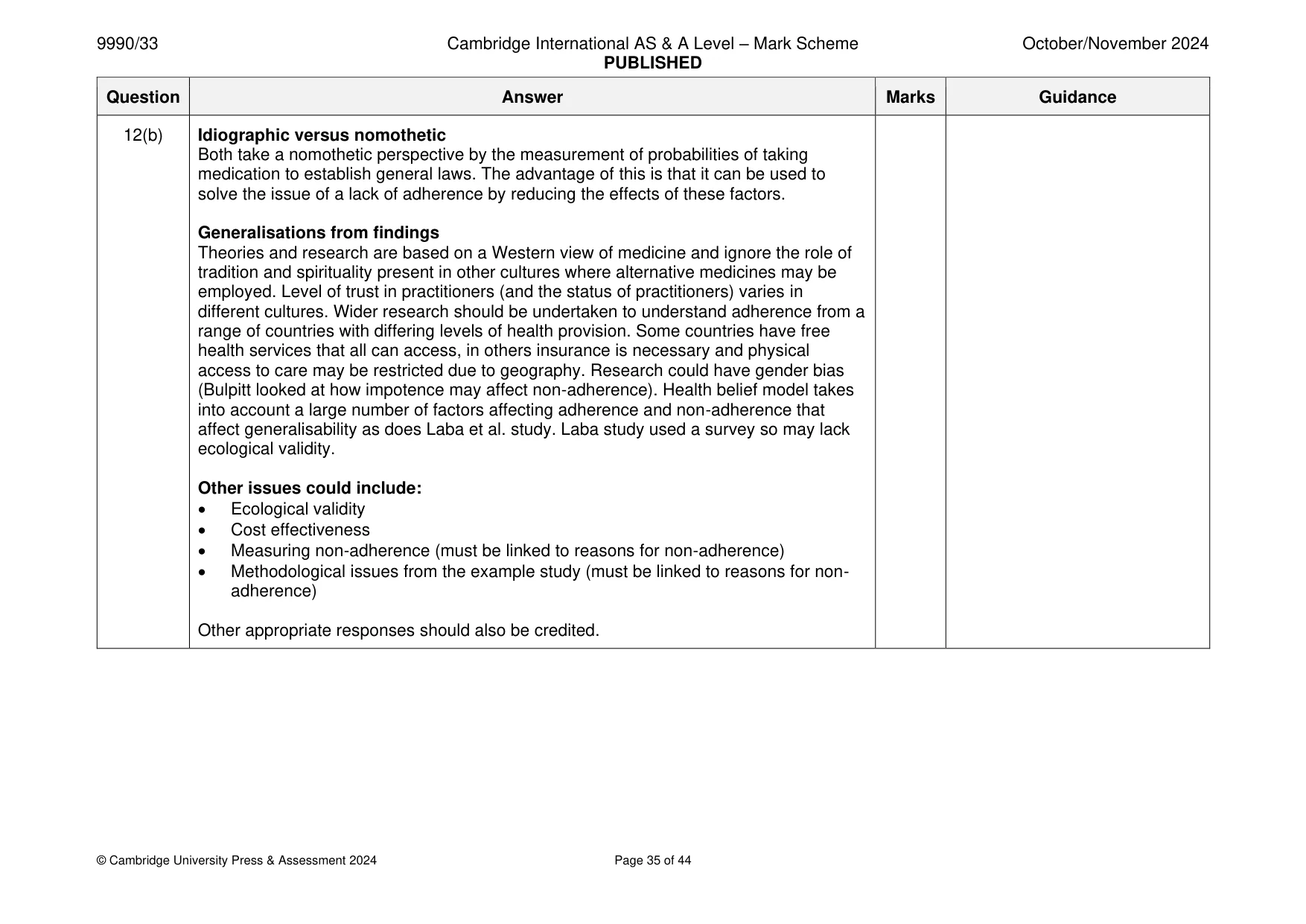 Mark scheme, page 35 of 44