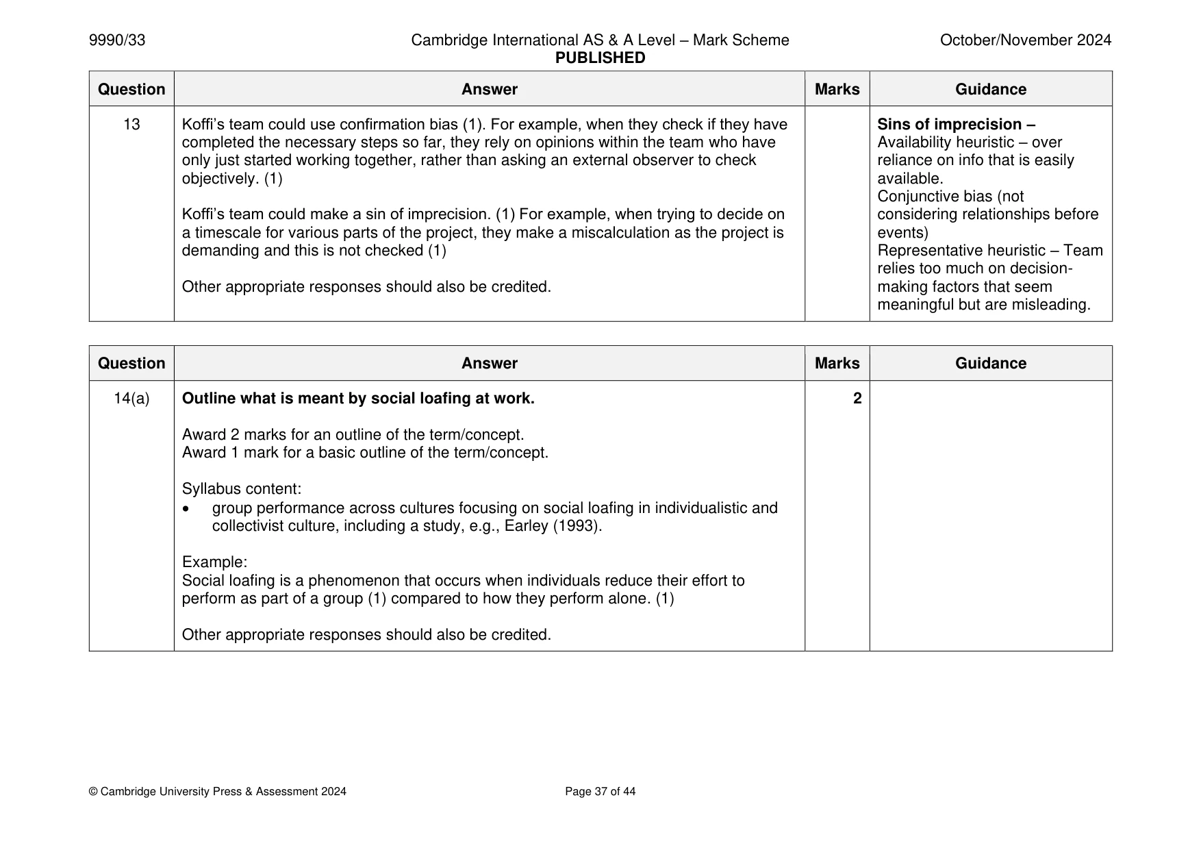 Mark scheme, page 37 of 44