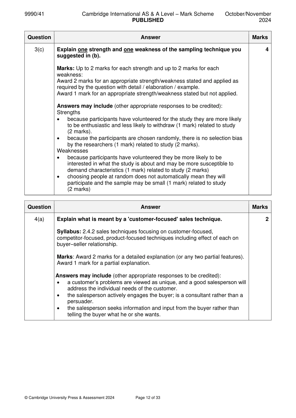 Mark scheme, page 12 of 33