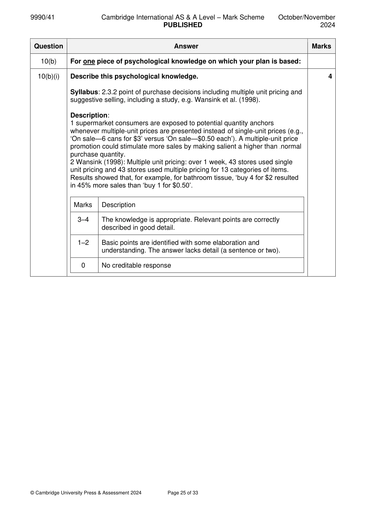 Mark scheme, page 25 of 33