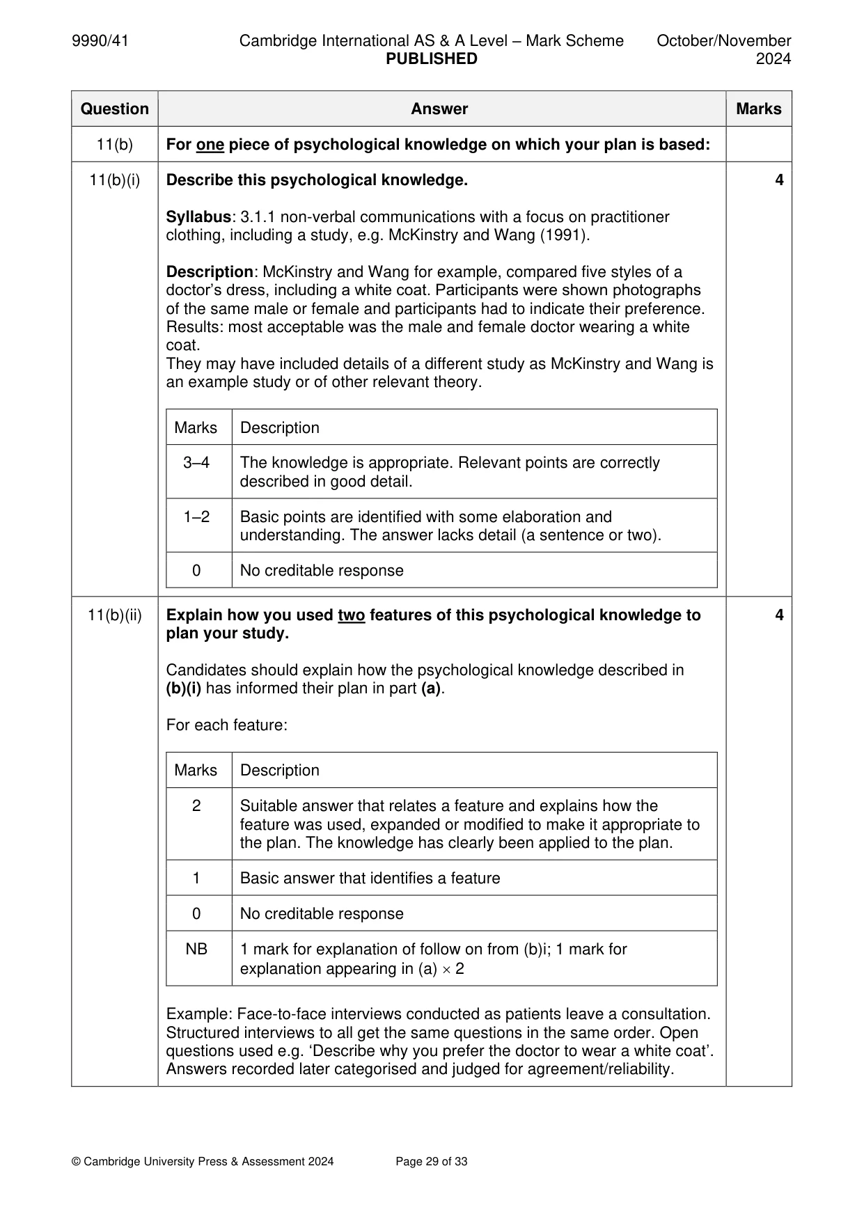 Mark scheme, page 29 of 33