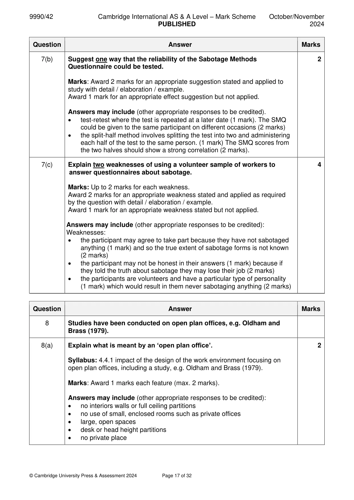 Mark scheme, page 17 of 32