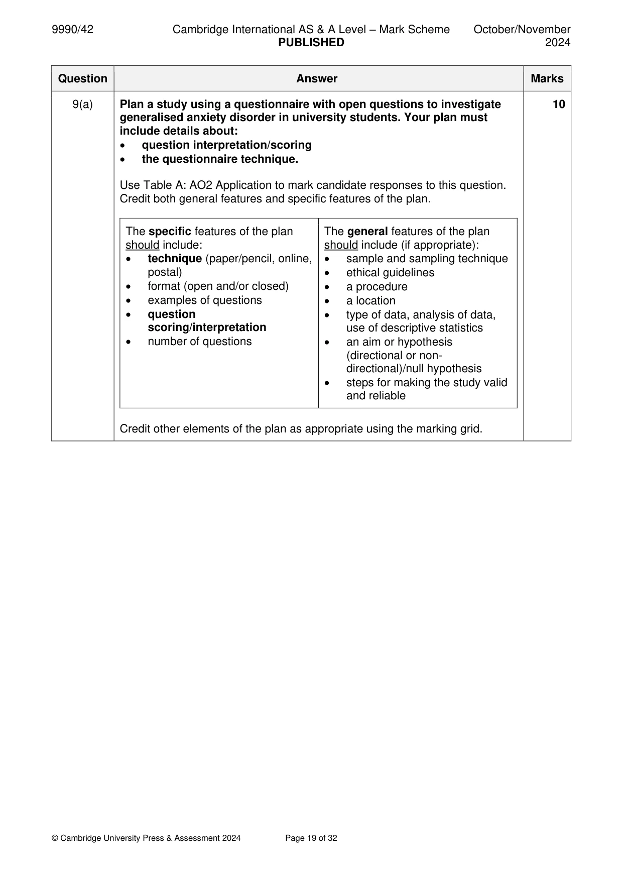 Mark scheme, page 19 of 32