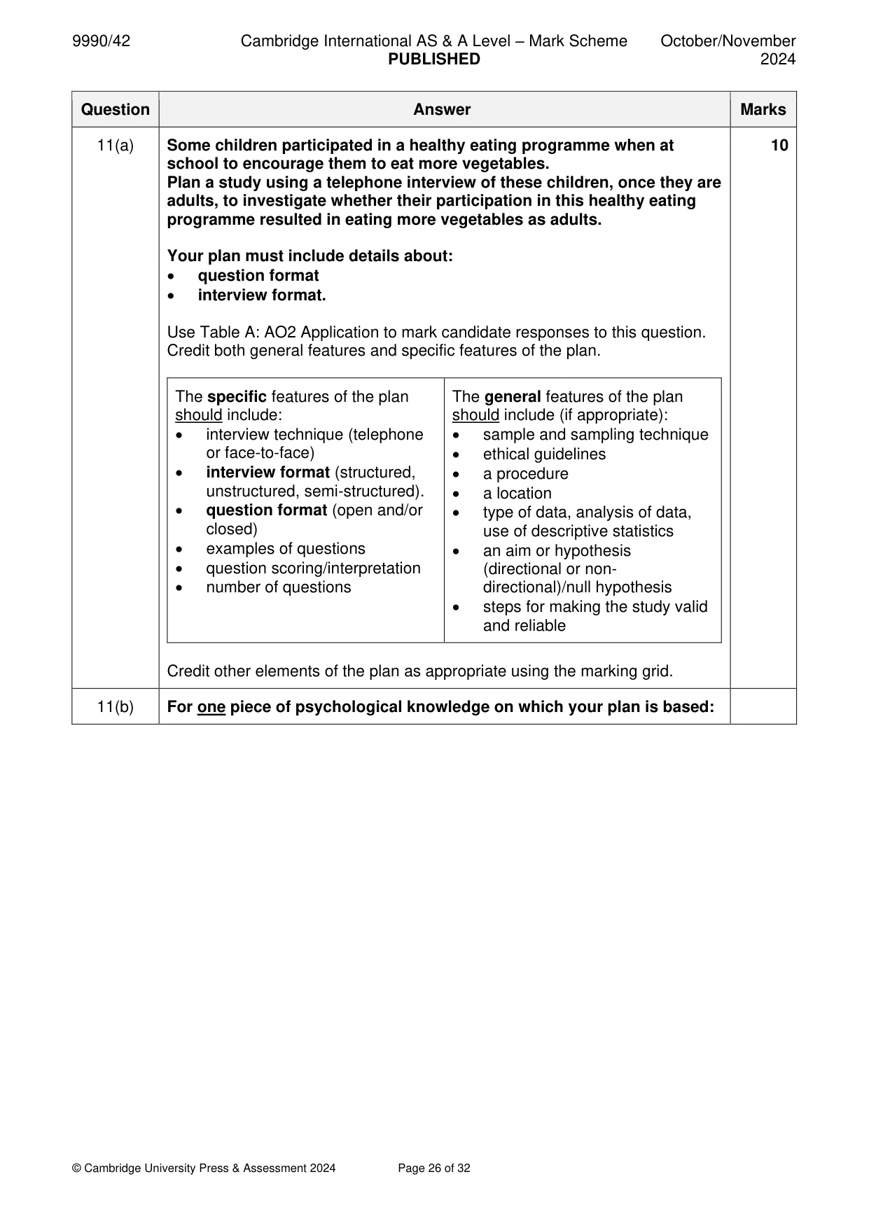 Mark scheme, page 26 of 32