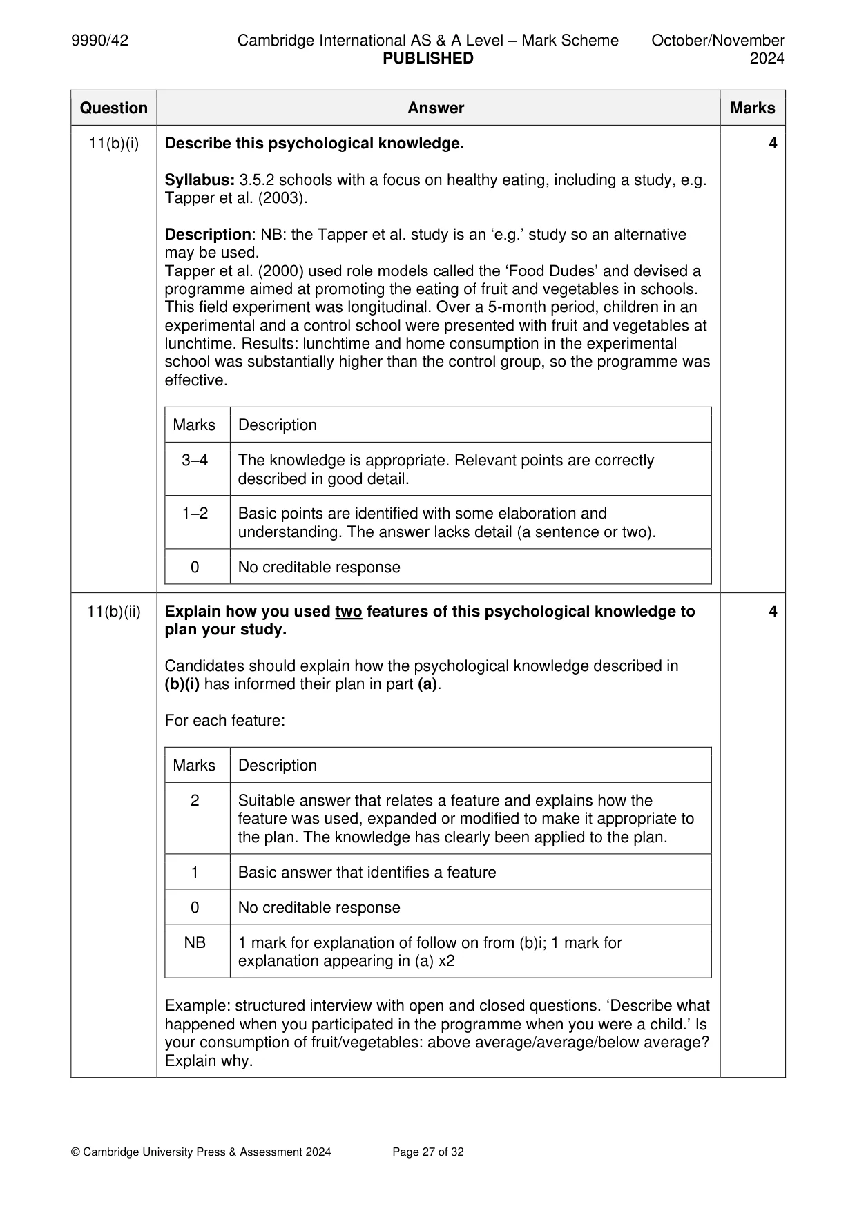 Mark scheme, page 27 of 32