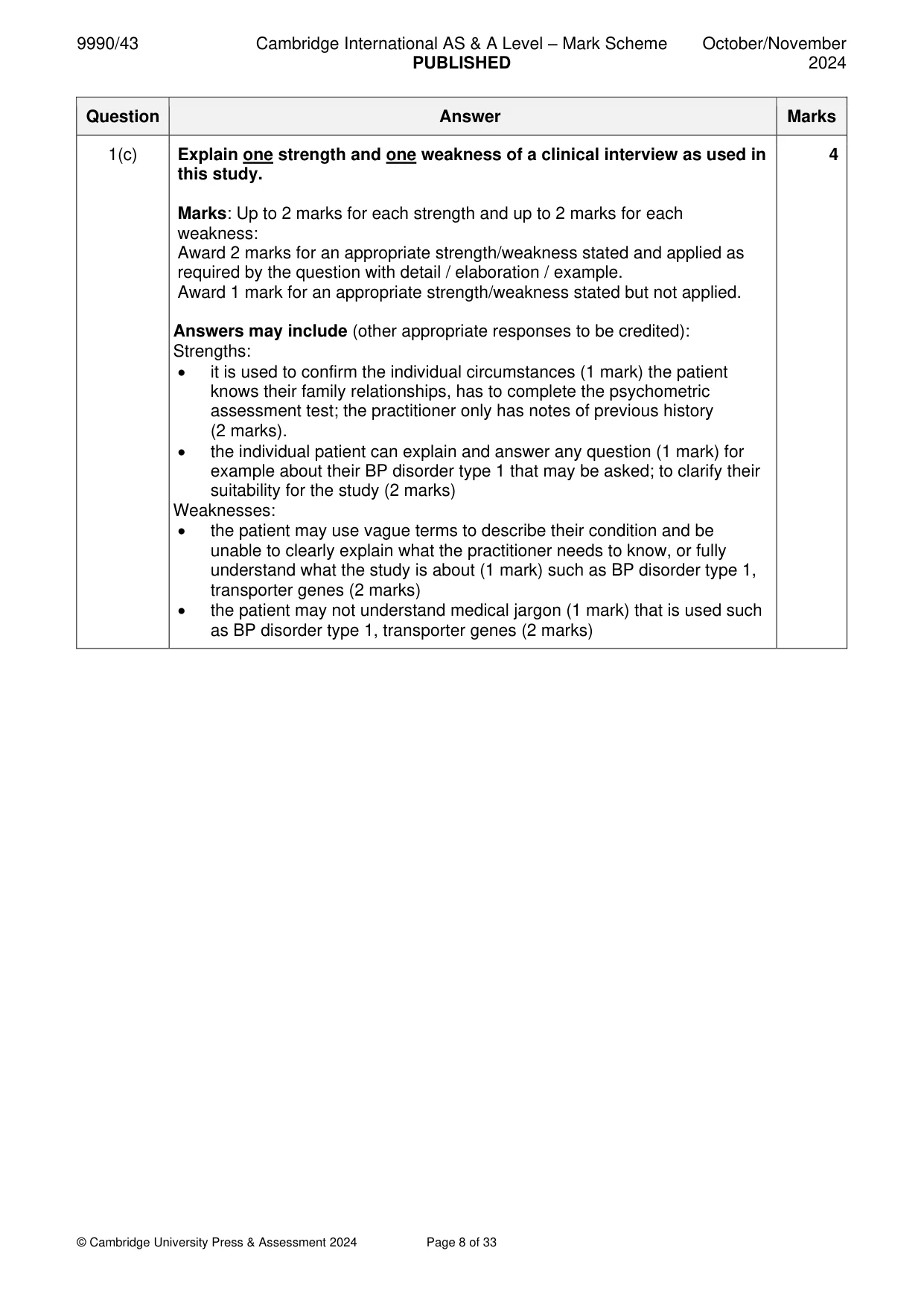 Mark scheme, page 8 of 33
