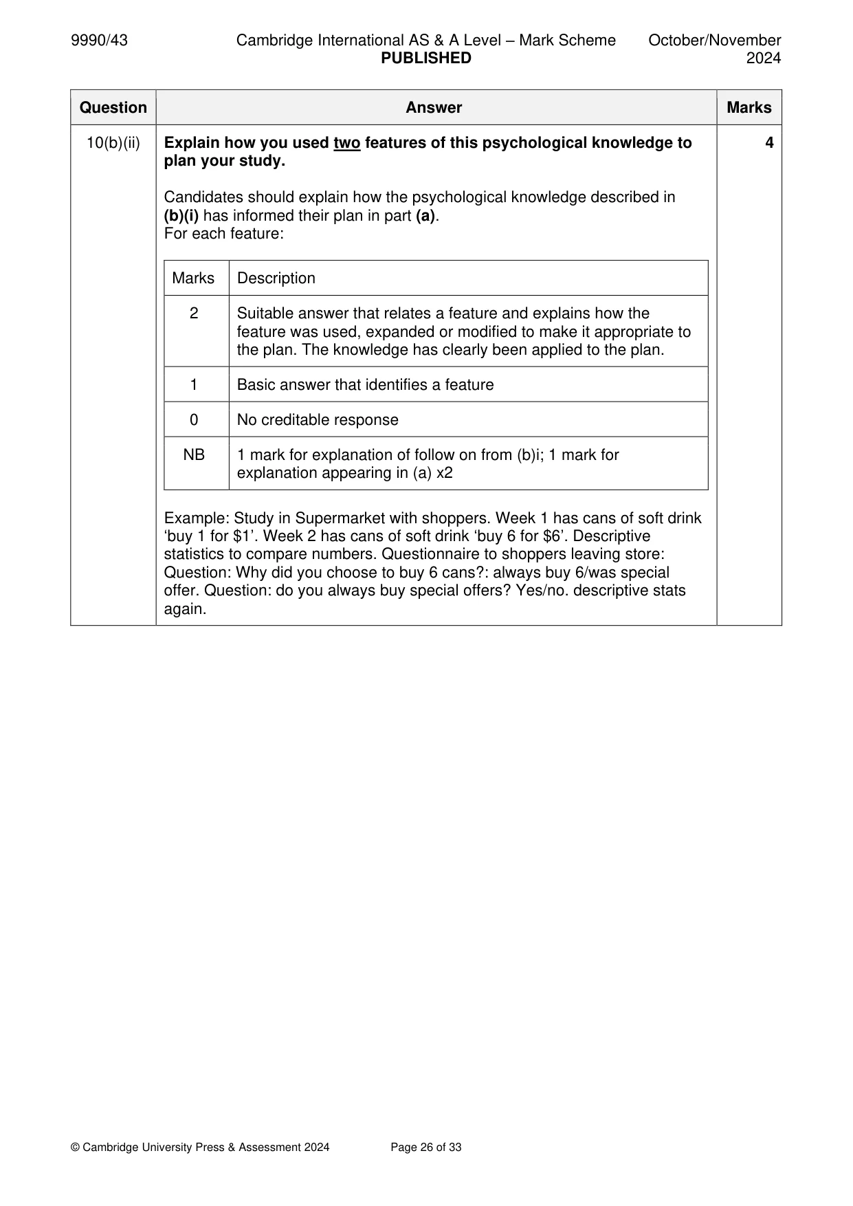 Mark scheme, page 26 of 33