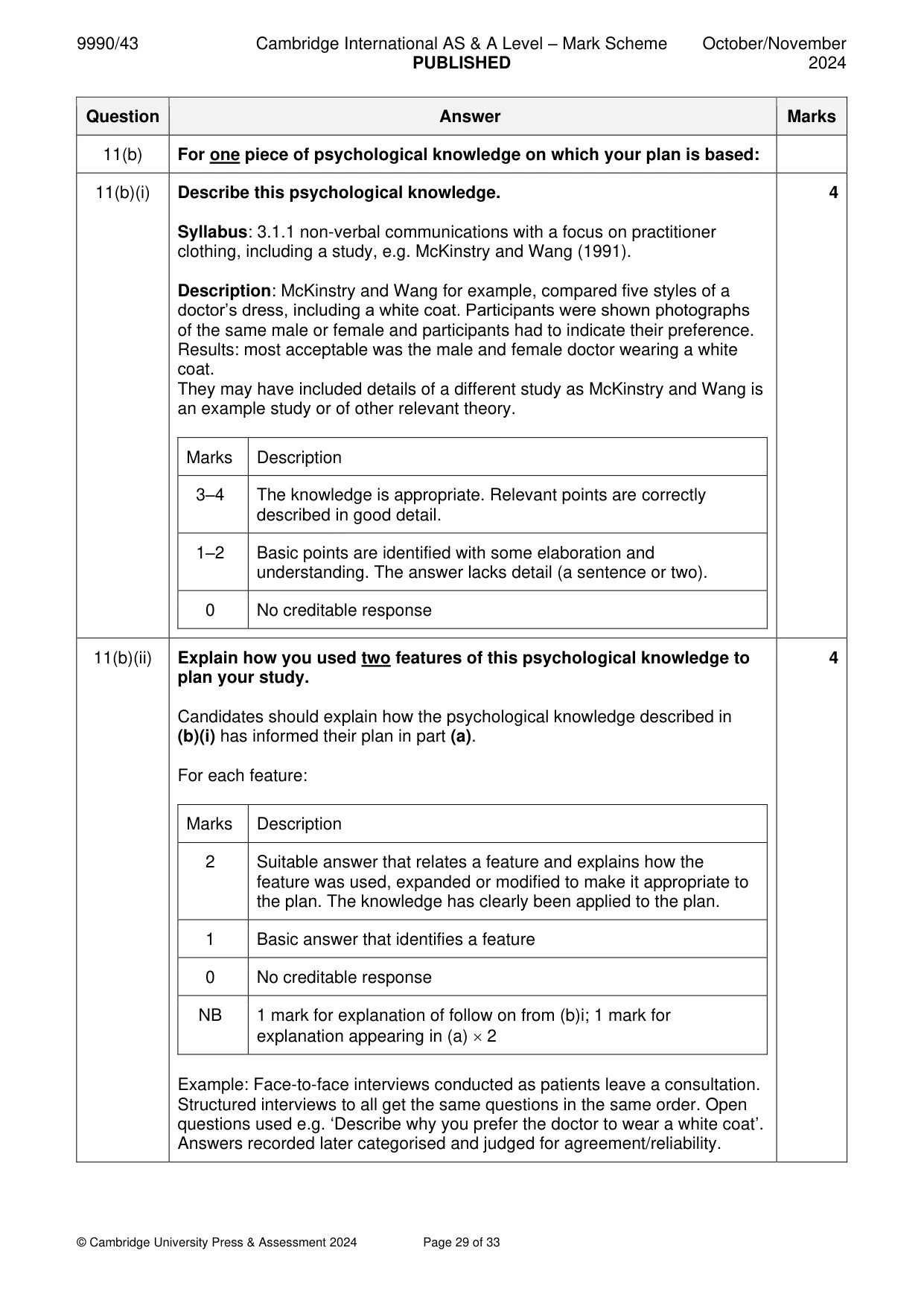 Mark scheme, page 29 of 33