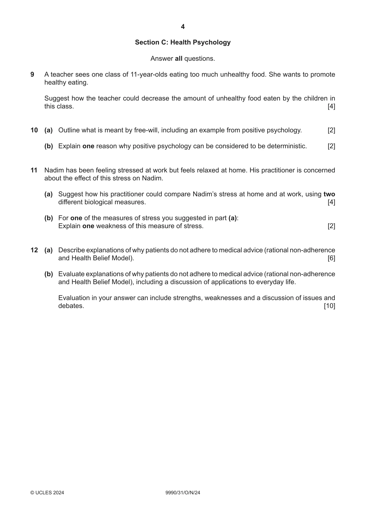 Cambridge A Level Psychology (from 2018) 9990 2024 Oct/Nov Paper 3 · Variant 1 question paper, page 4 of 8