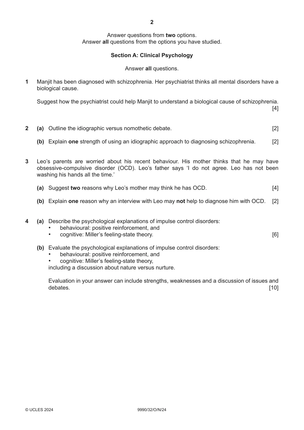 Cambridge A Level Psychology (from 2018) 9990 2024 Oct/Nov Paper 3 · Variant 2 question paper, page 2 of 8