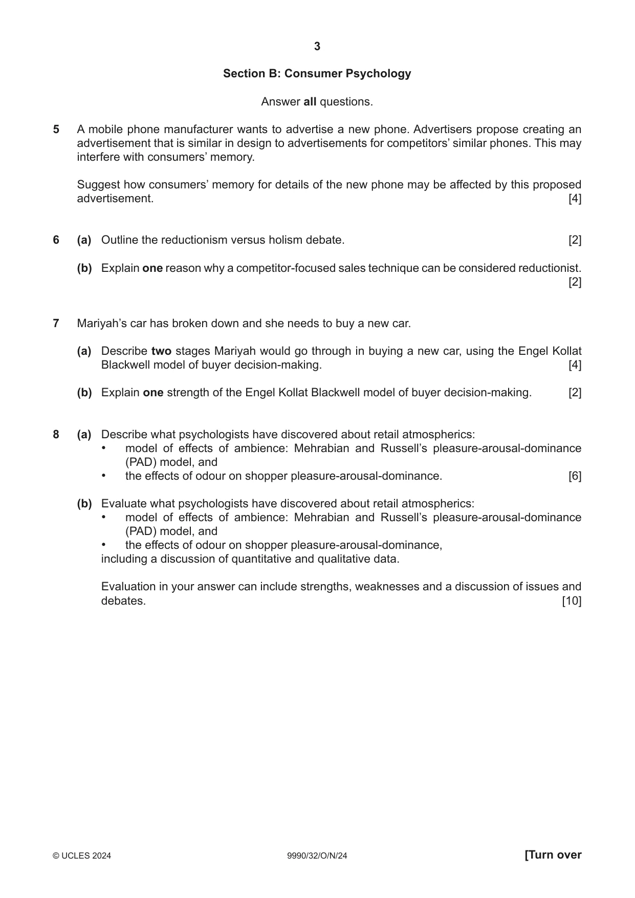 Cambridge A Level Psychology (from 2018) 9990 2024 Oct/Nov Paper 3 · Variant 2 question paper, page 3 of 8