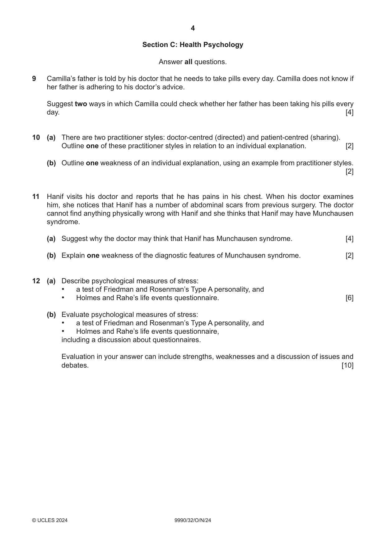 Cambridge A Level Psychology (from 2018) 9990 2024 Oct/Nov Paper 3 · Variant 2 question paper, page 4 of 8