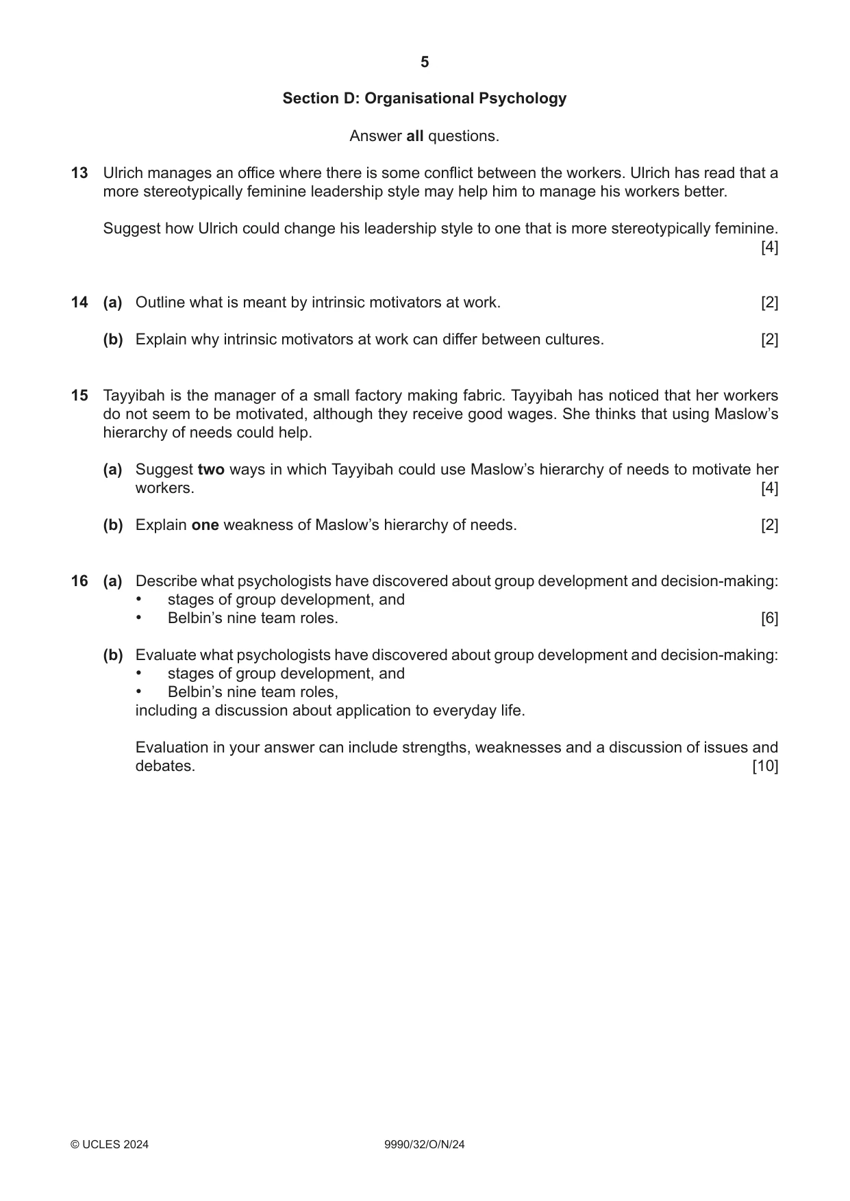 Cambridge A Level Psychology (from 2018) 9990 2024 Oct/Nov Paper 3 · Variant 2 question paper, page 5 of 8