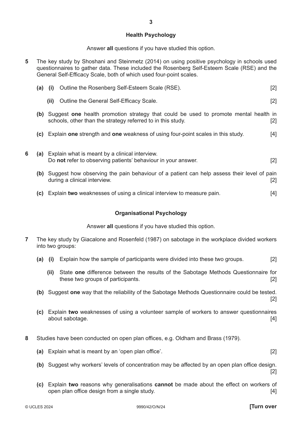 Cambridge A Level Psychology (from 2018) 9990 2024 Oct/Nov Paper 4 · Variant 2 question paper, page 3 of 8