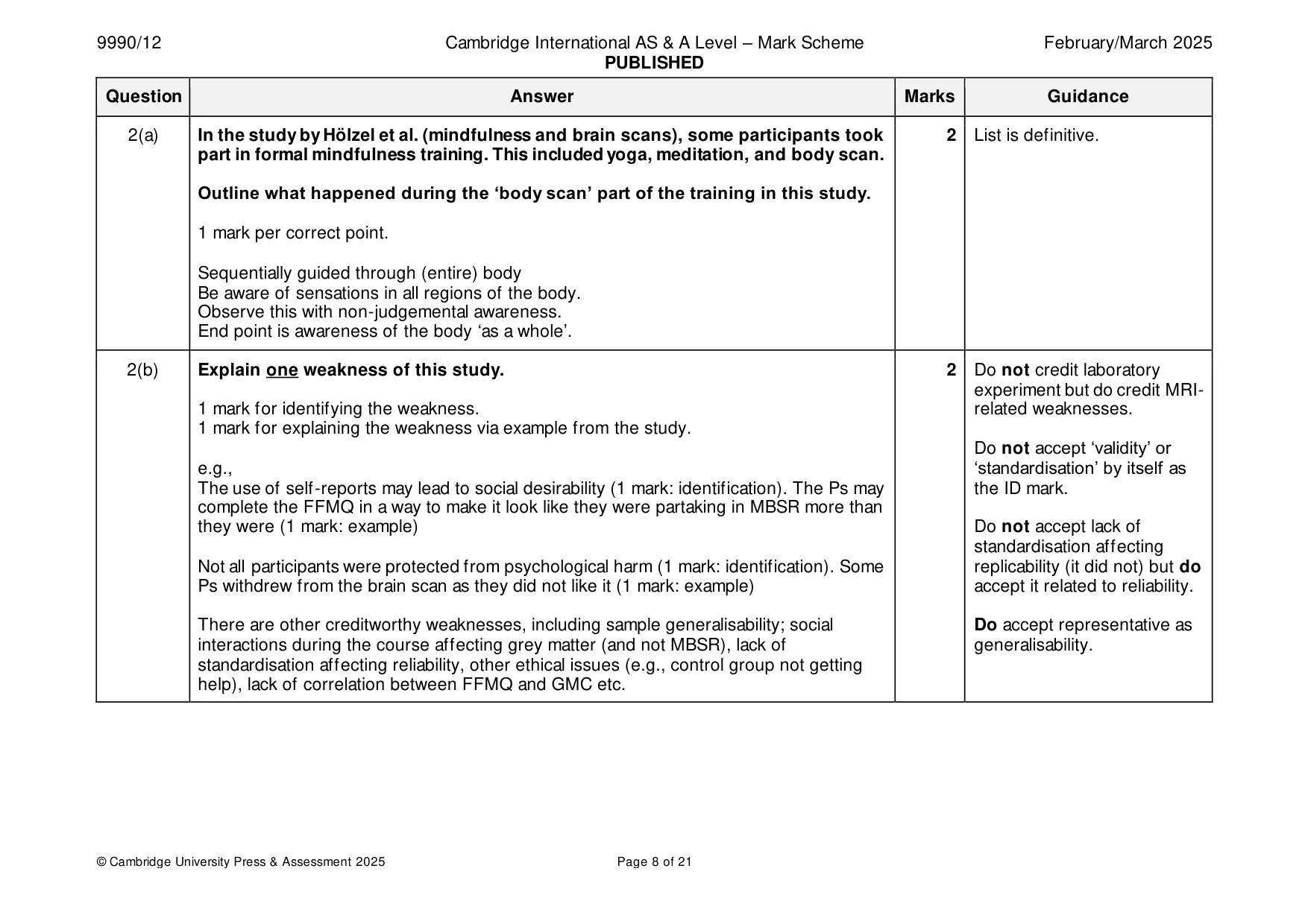 Mark scheme, page 8 of 21