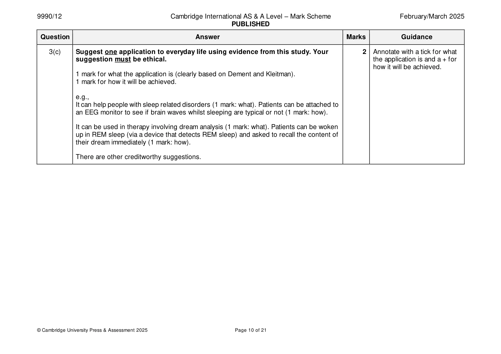 Mark scheme, page 10 of 21