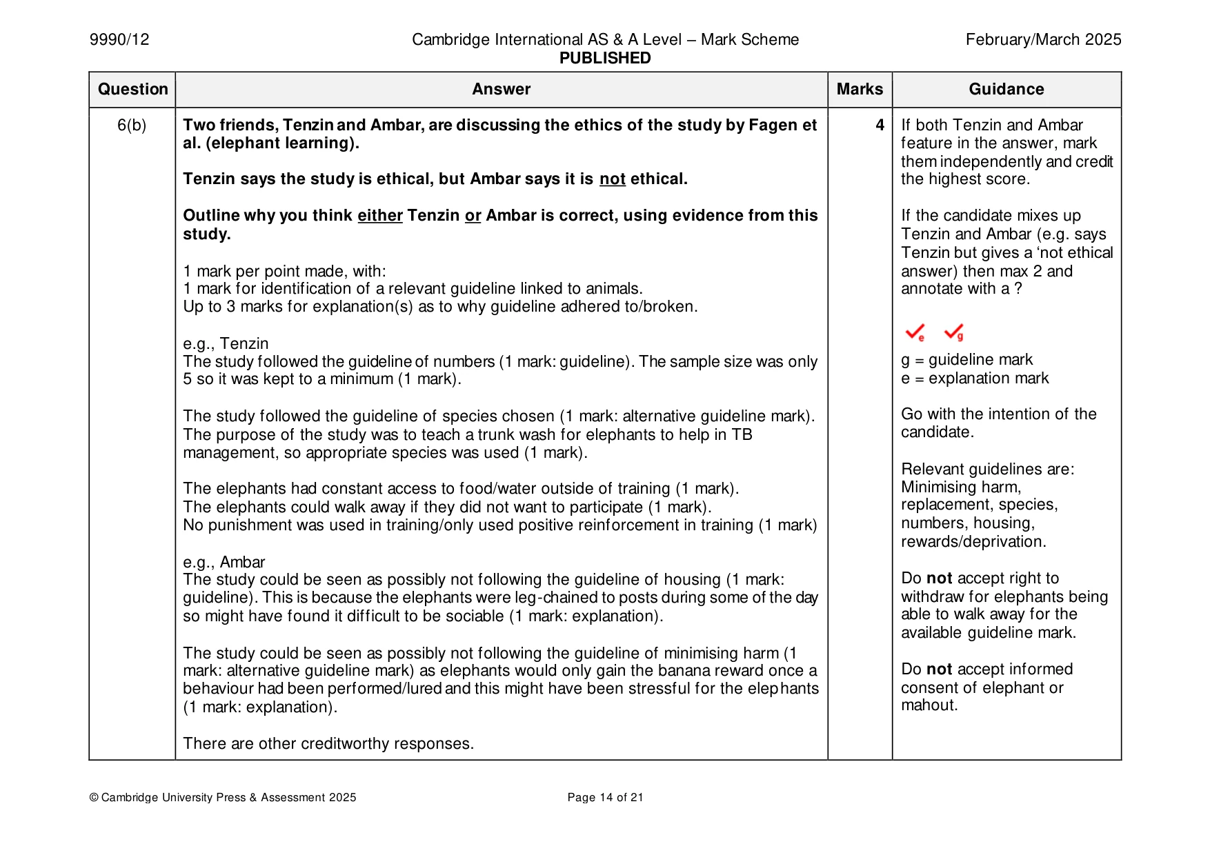 Mark scheme, page 14 of 21