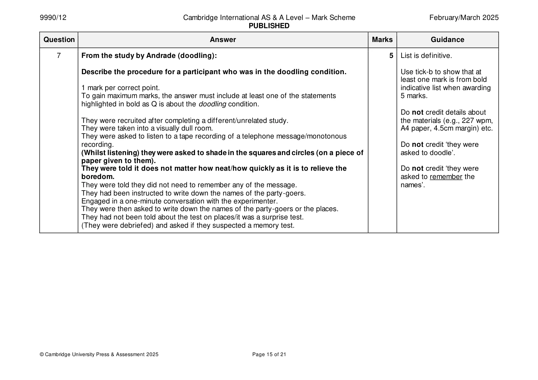 Mark scheme, page 15 of 21
