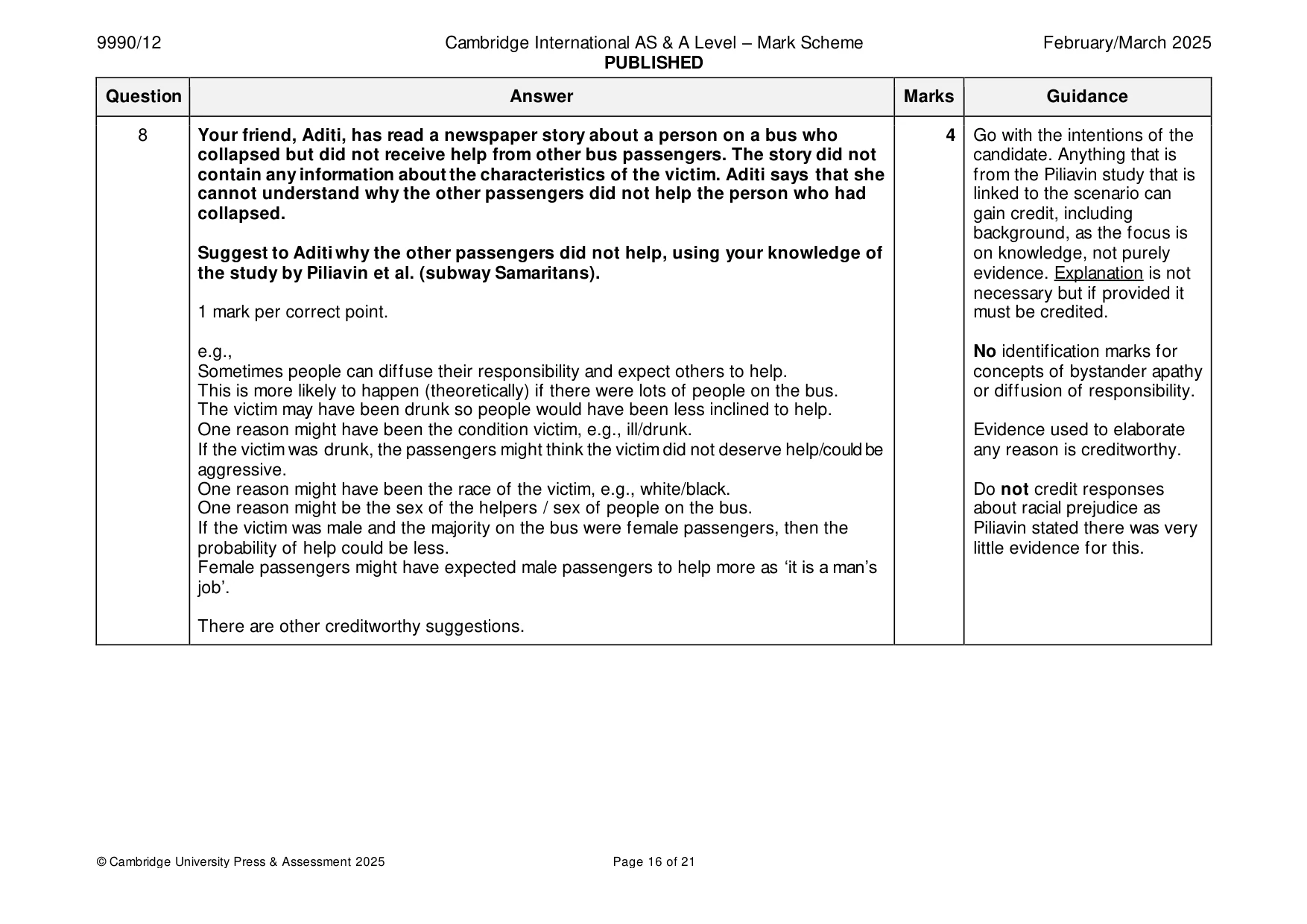 Mark scheme, page 16 of 21