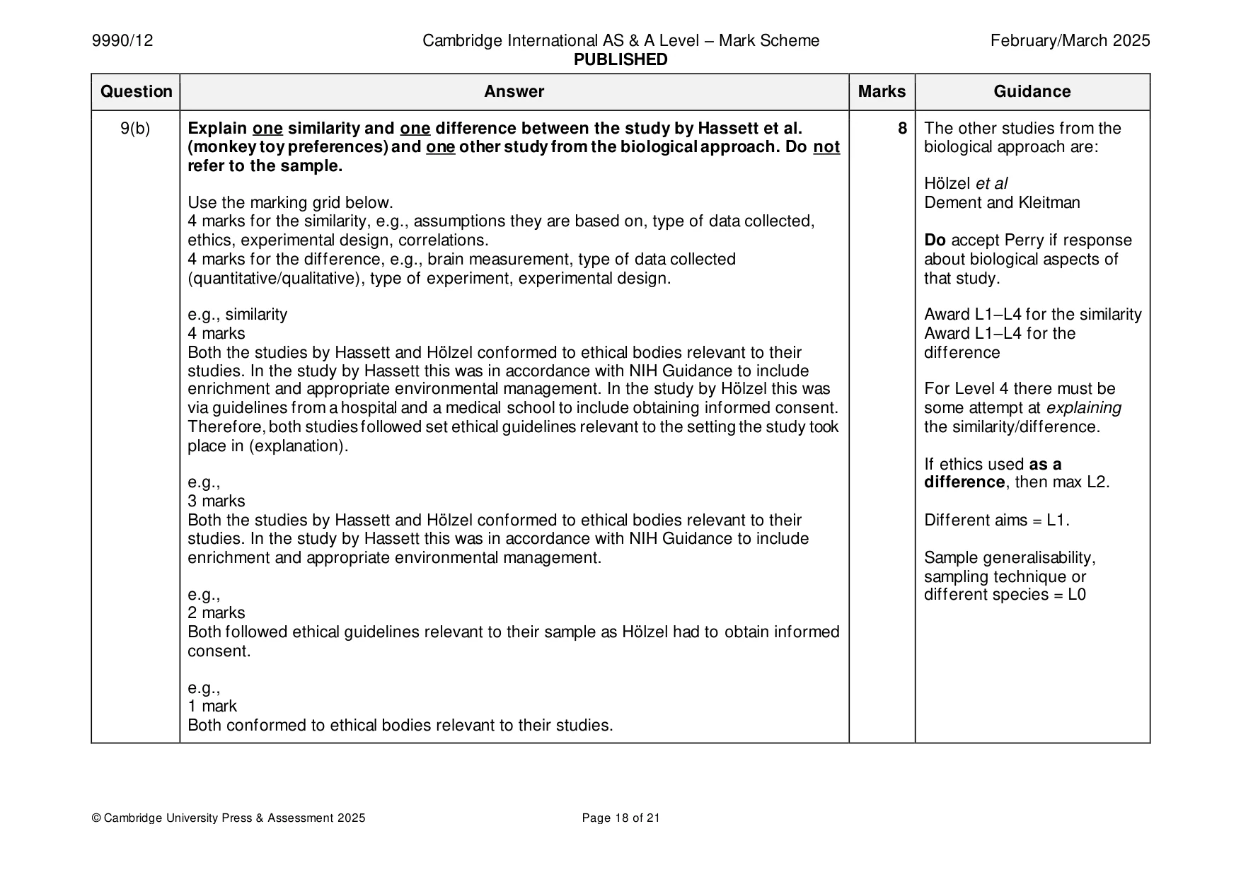 Mark scheme, page 18 of 21