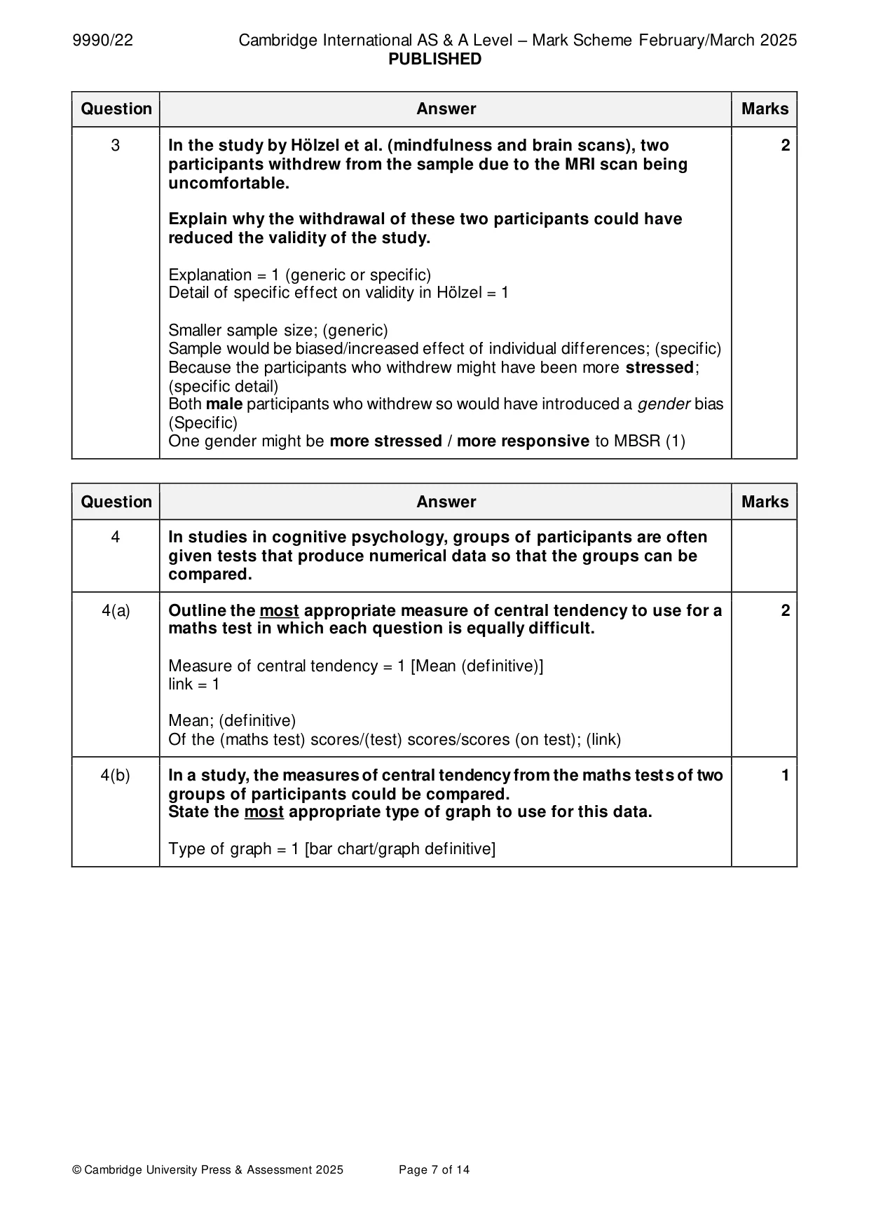 Mark scheme, page 7 of 14