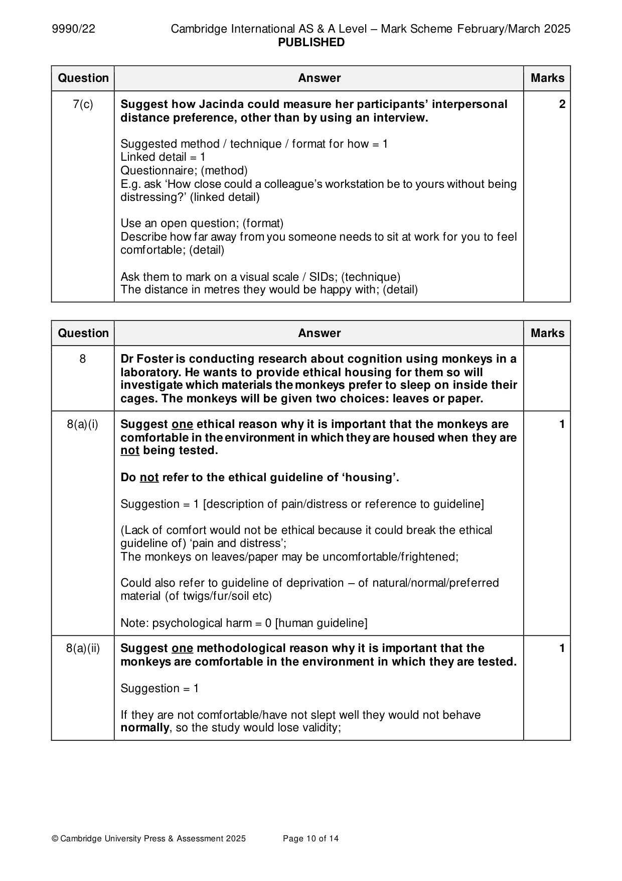 Mark scheme, page 10 of 14