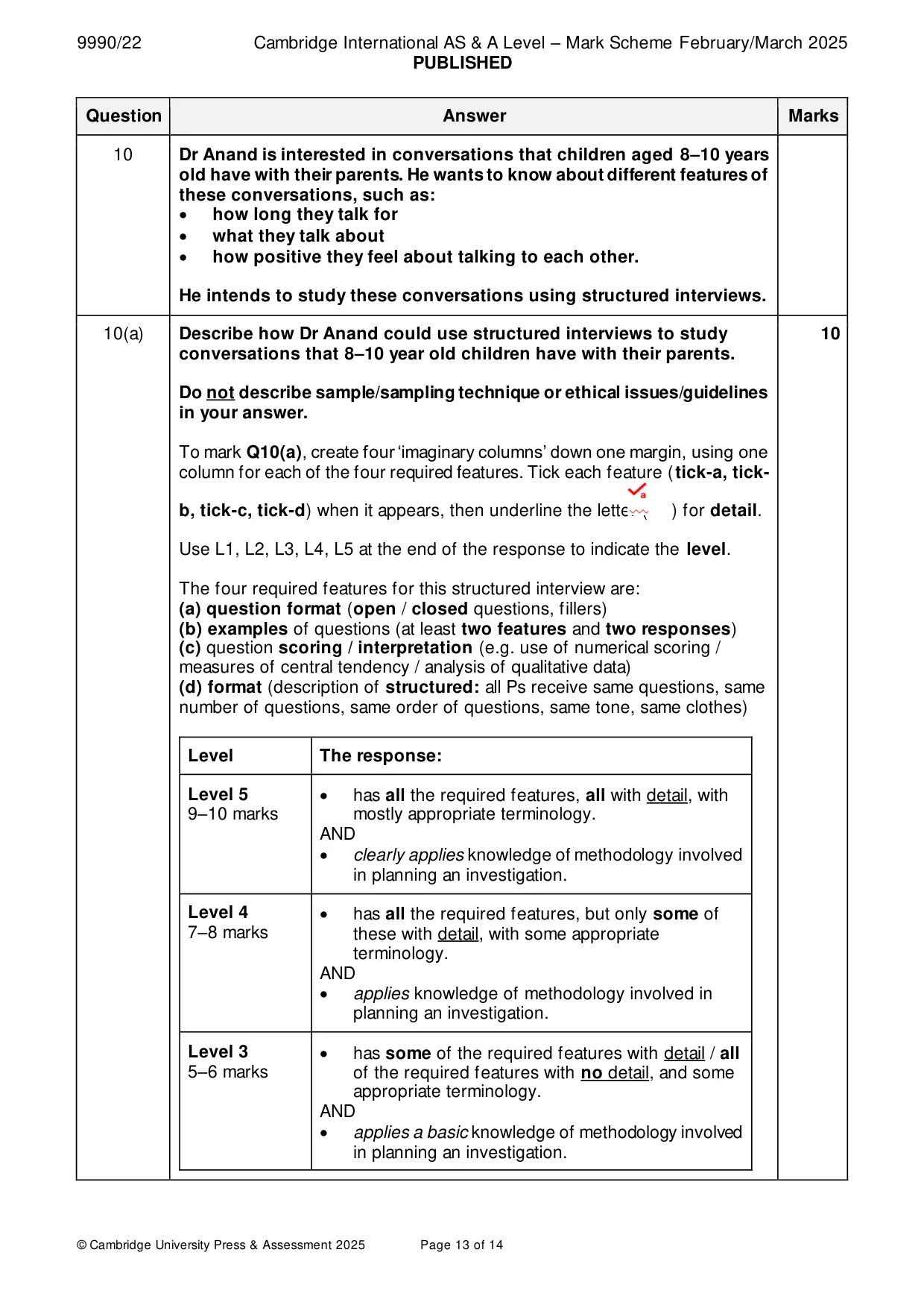 Mark scheme, page 13 of 14