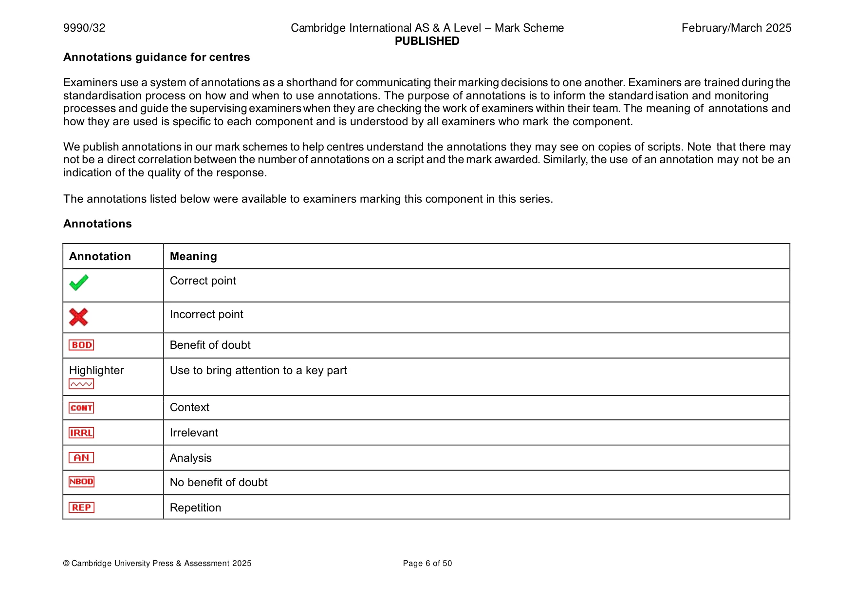 Mark scheme, page 6 of 50