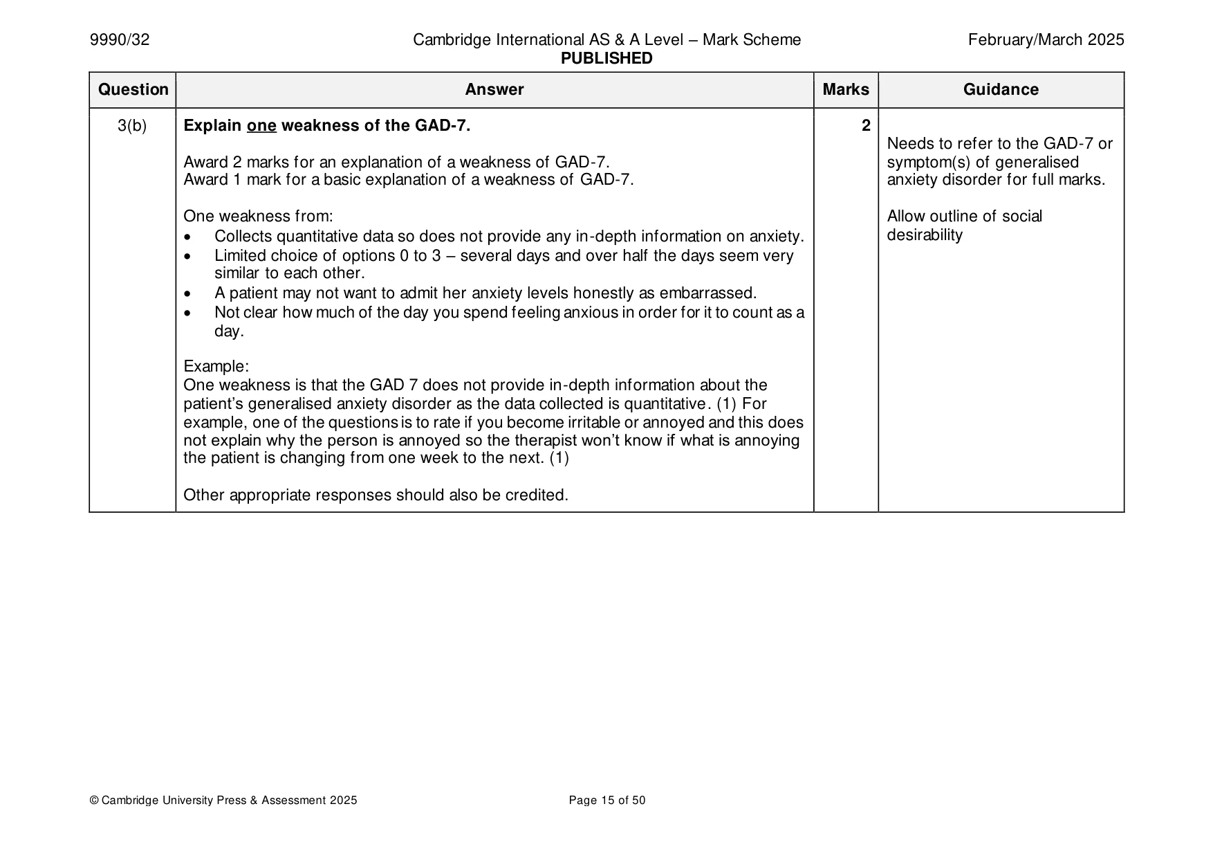 Mark scheme, page 15 of 50