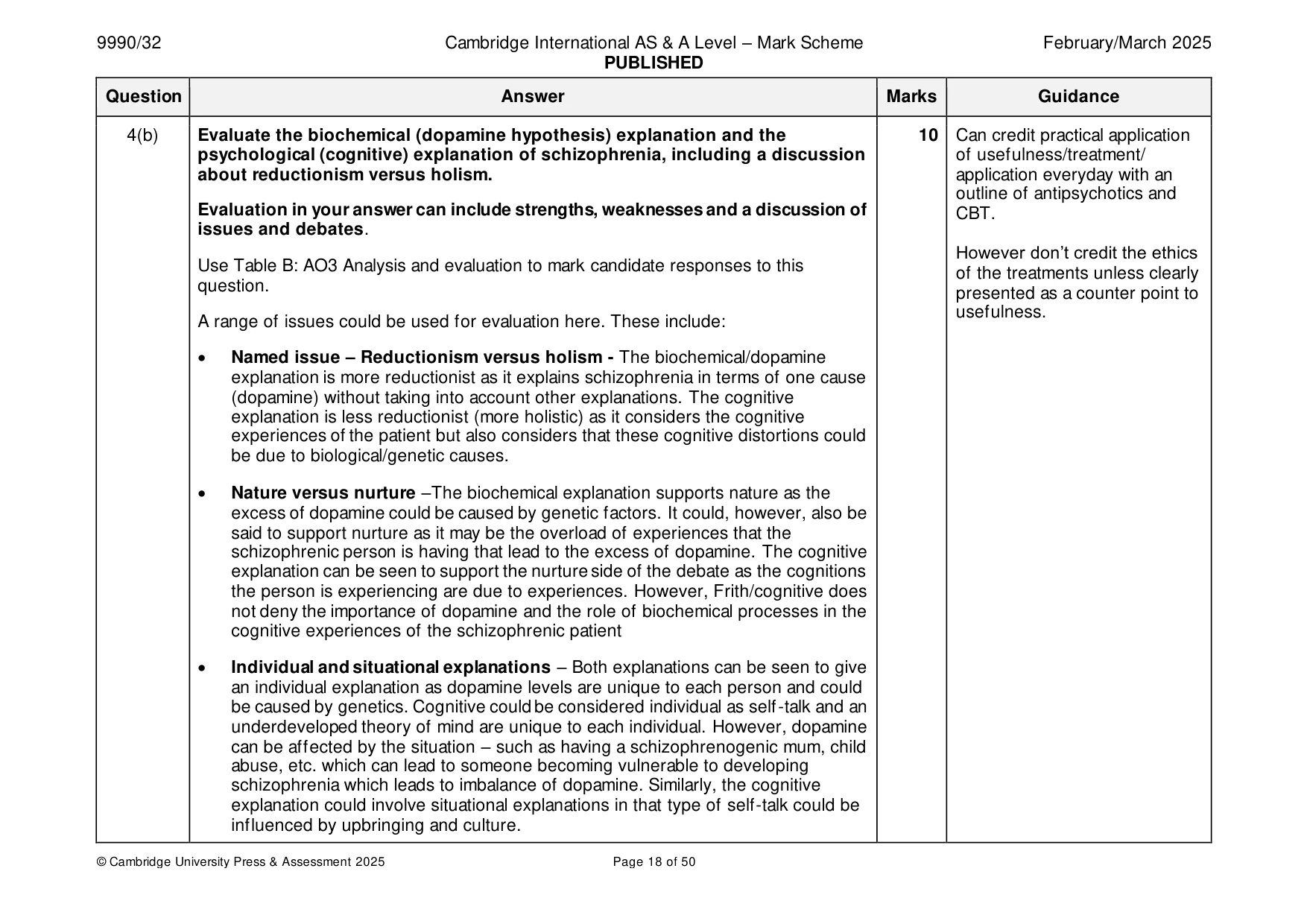 Mark scheme, page 18 of 50