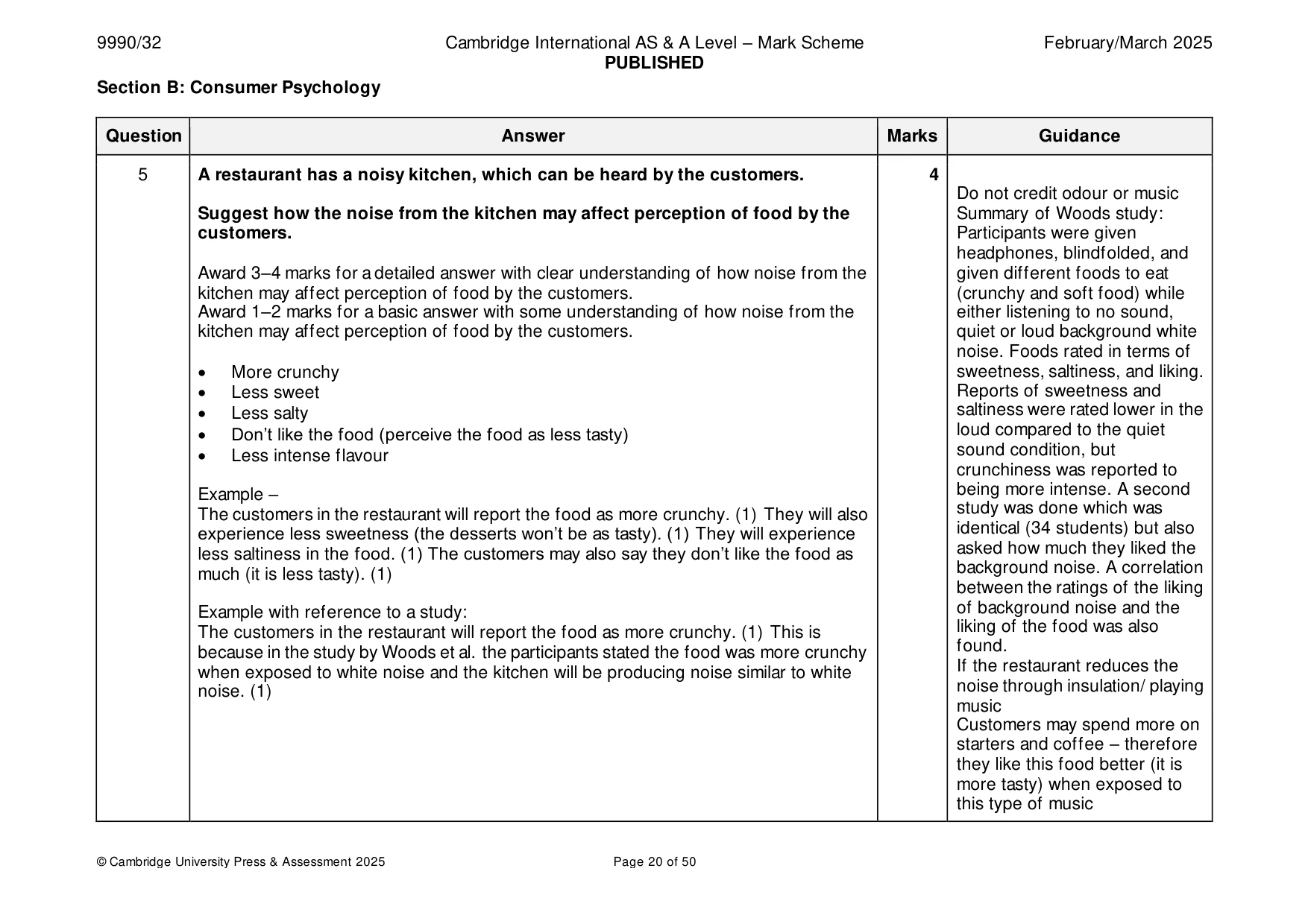 Mark scheme, page 20 of 50