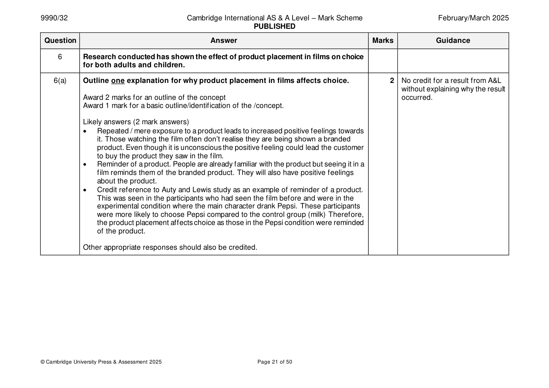 Mark scheme, page 21 of 50
