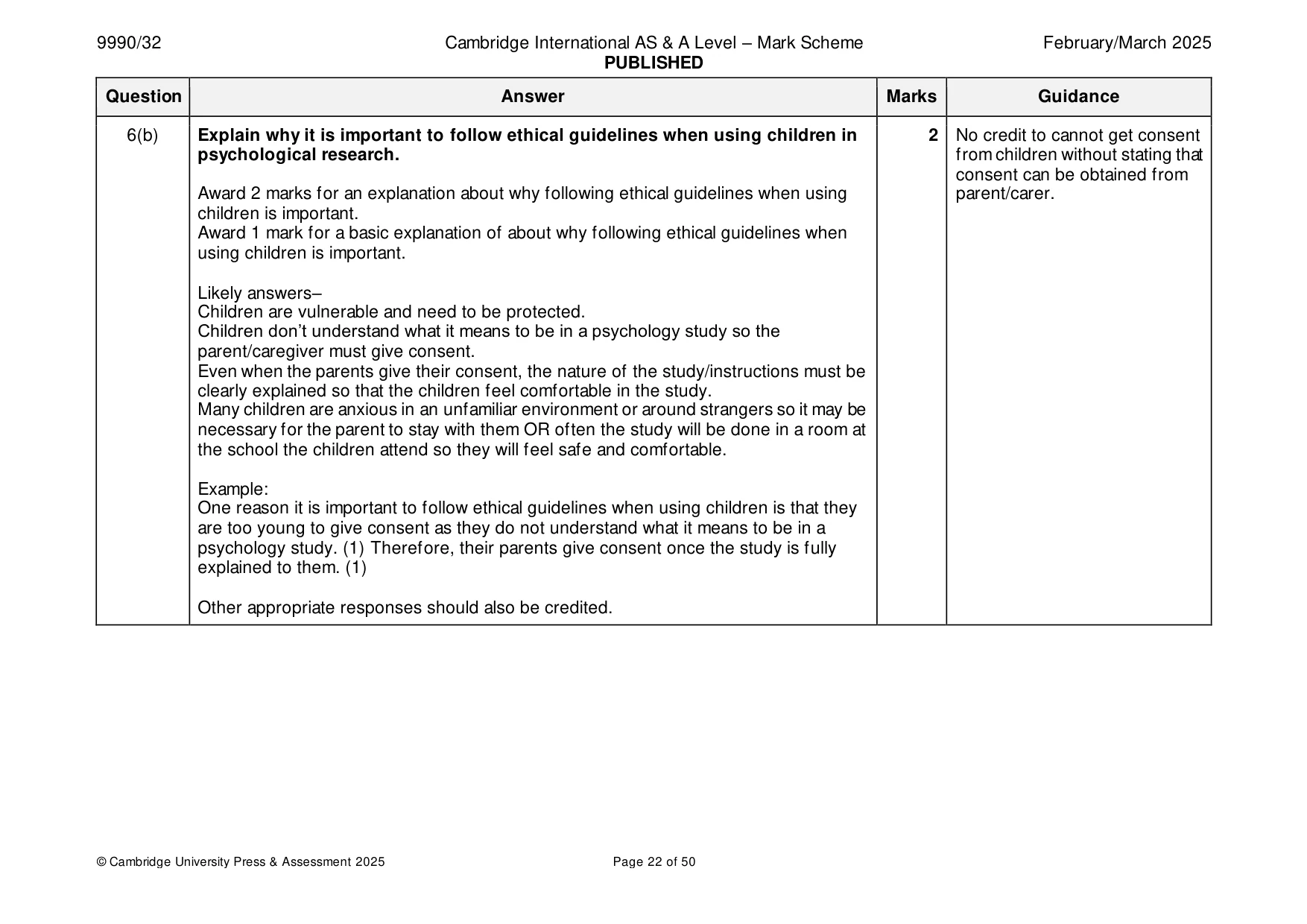 Mark scheme, page 22 of 50