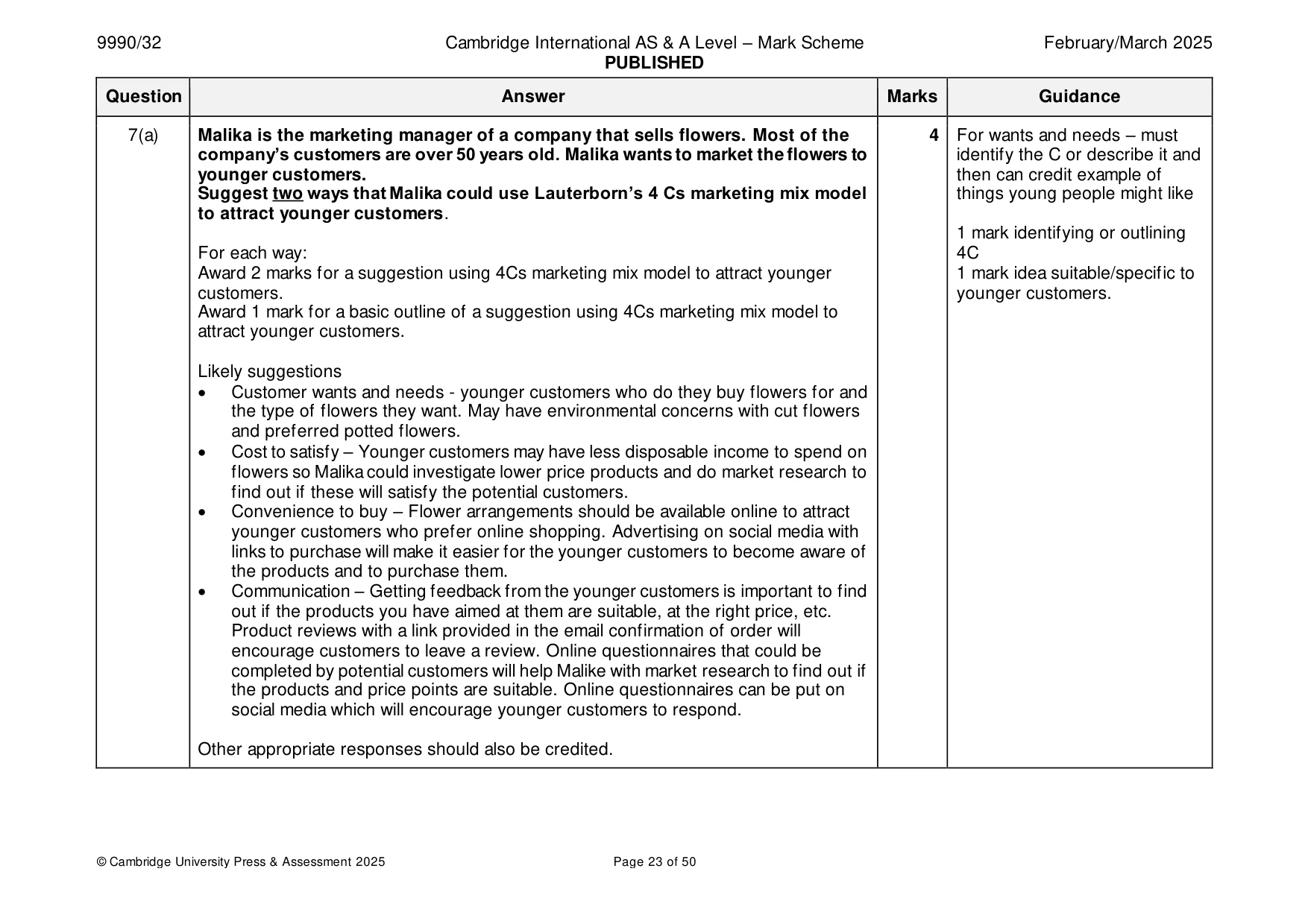 Mark scheme, page 23 of 50