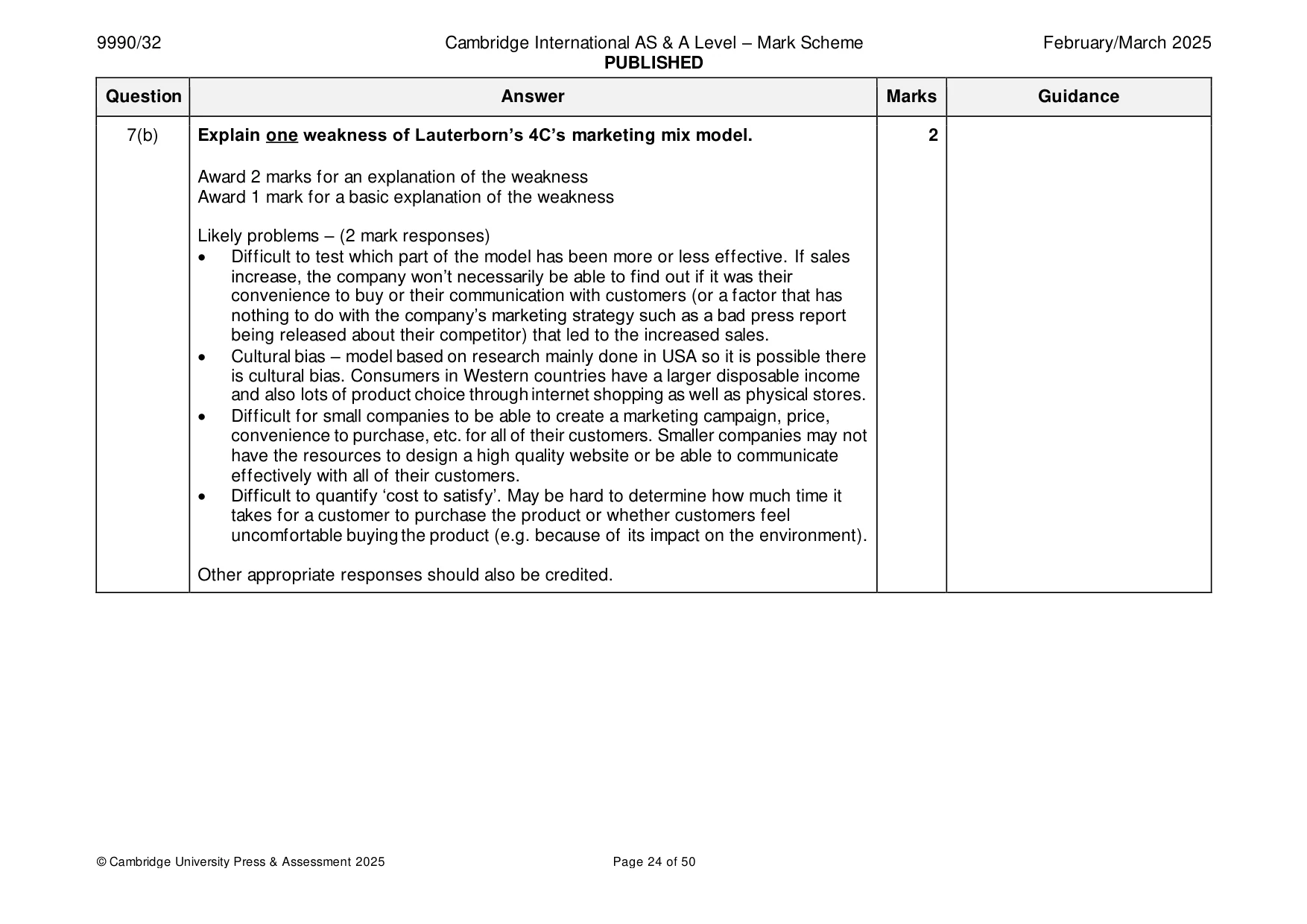 Mark scheme, page 24 of 50