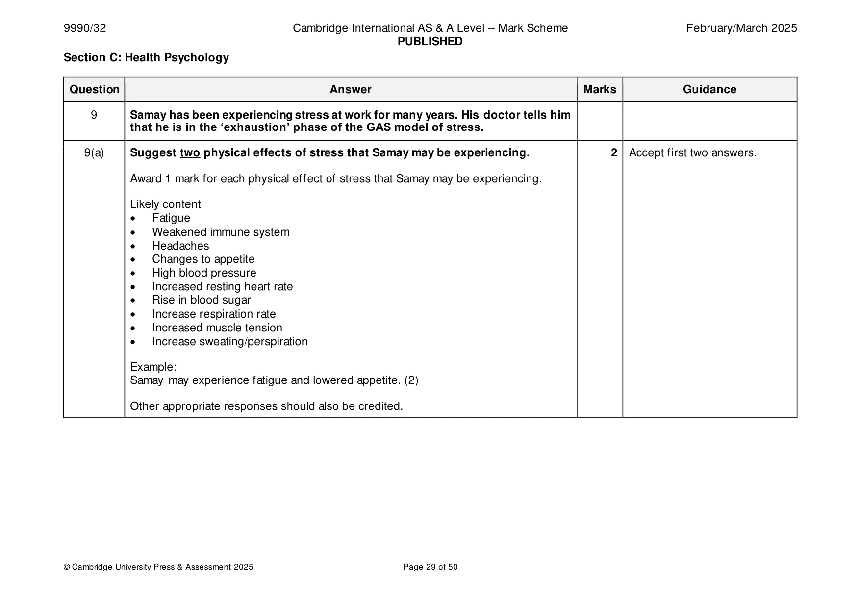 Mark scheme, page 29 of 50
