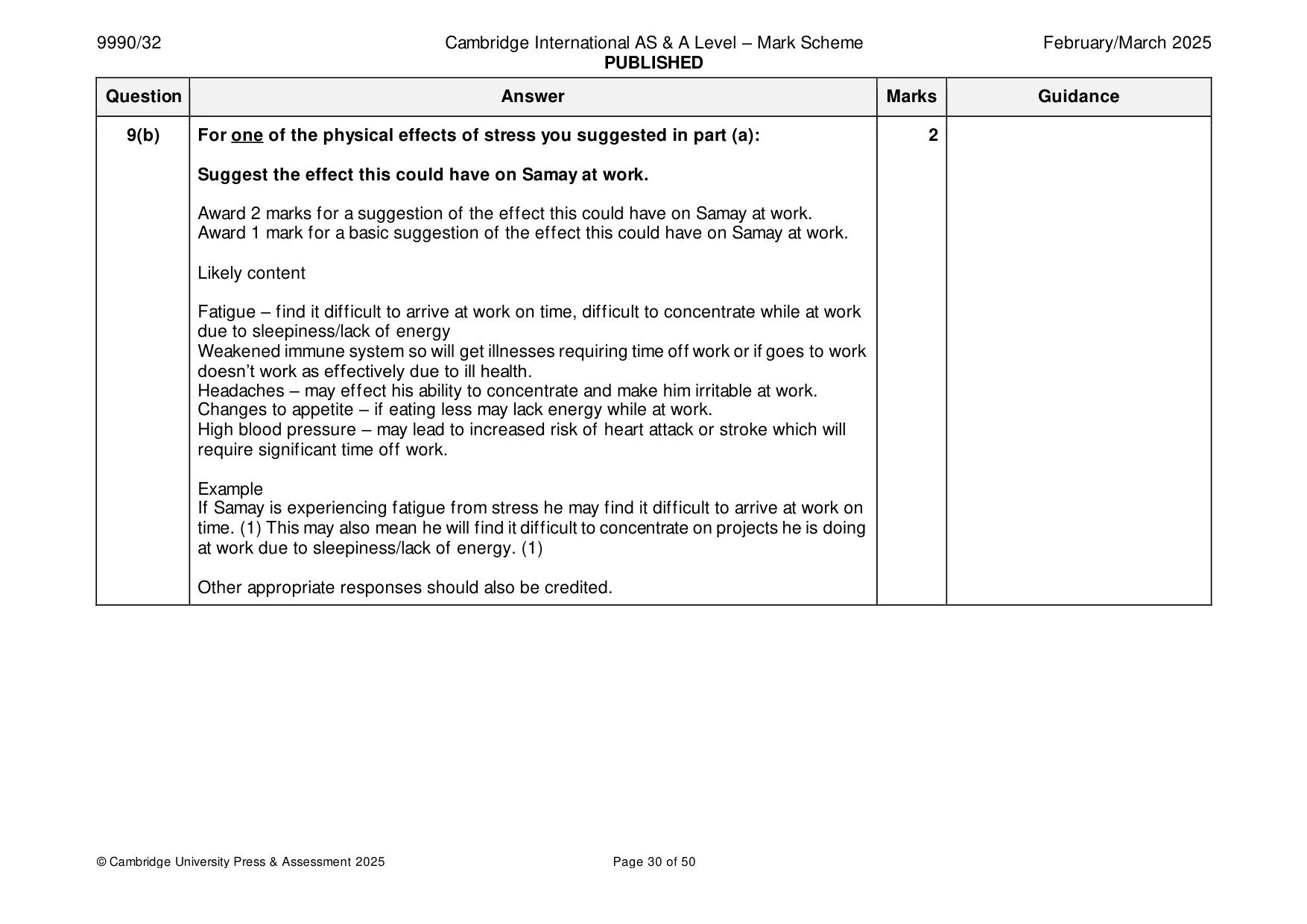 Mark scheme, page 30 of 50