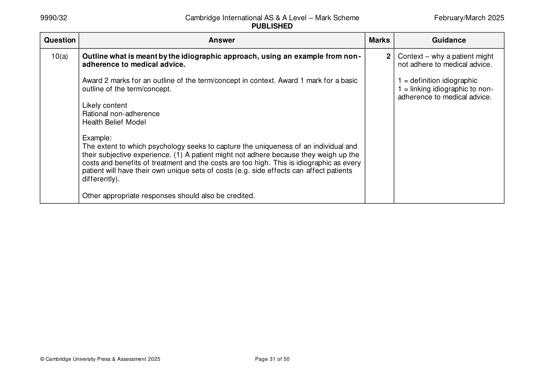 Mark scheme, page 31 of 50