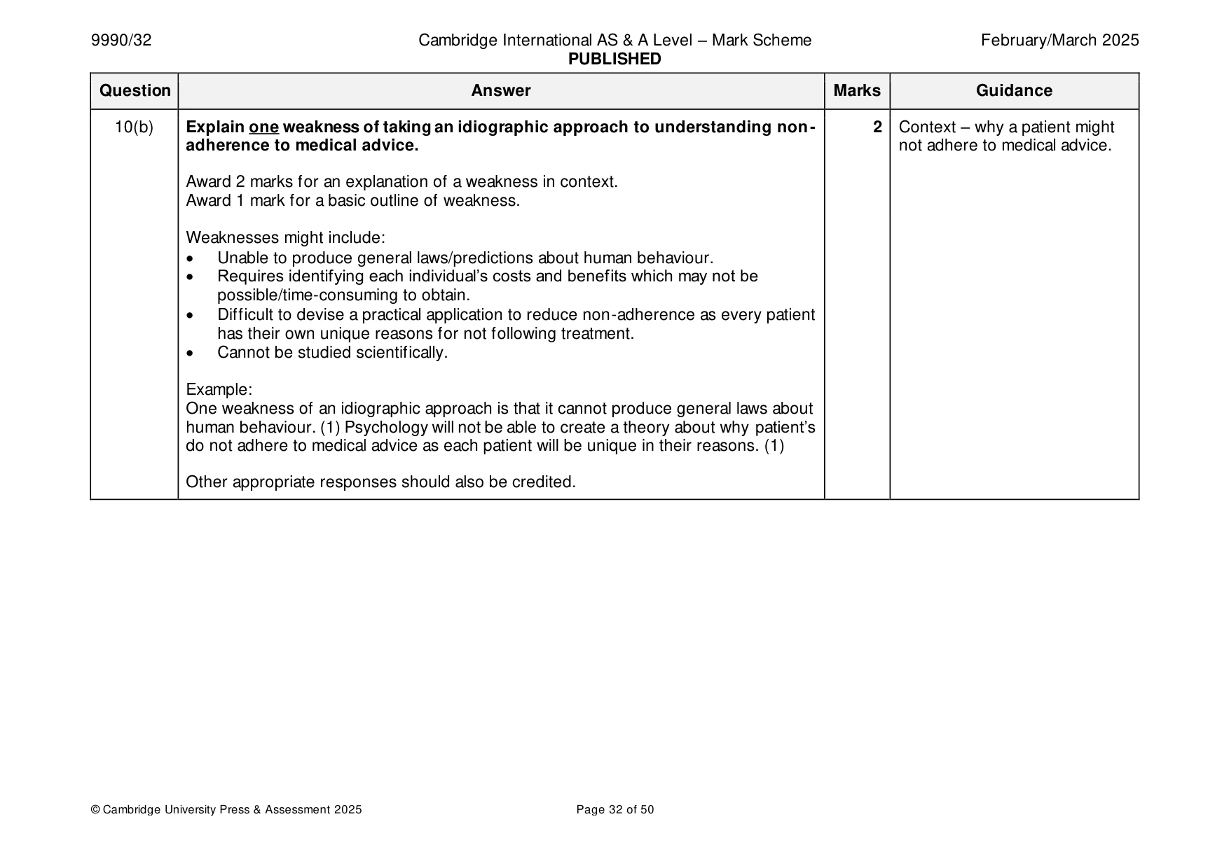 Mark scheme, page 32 of 50