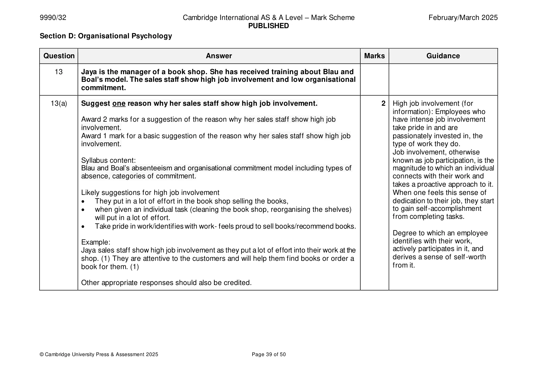 Mark scheme, page 39 of 50