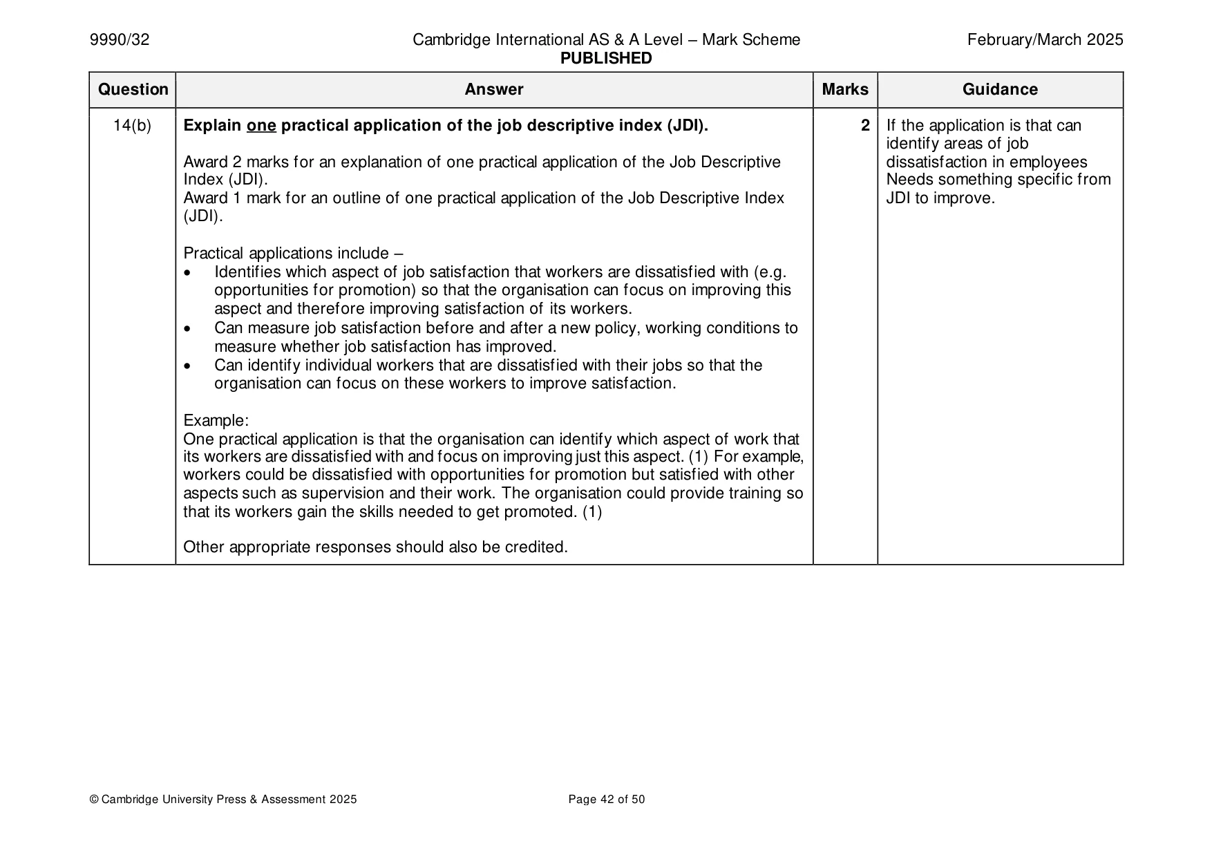 Mark scheme, page 42 of 50