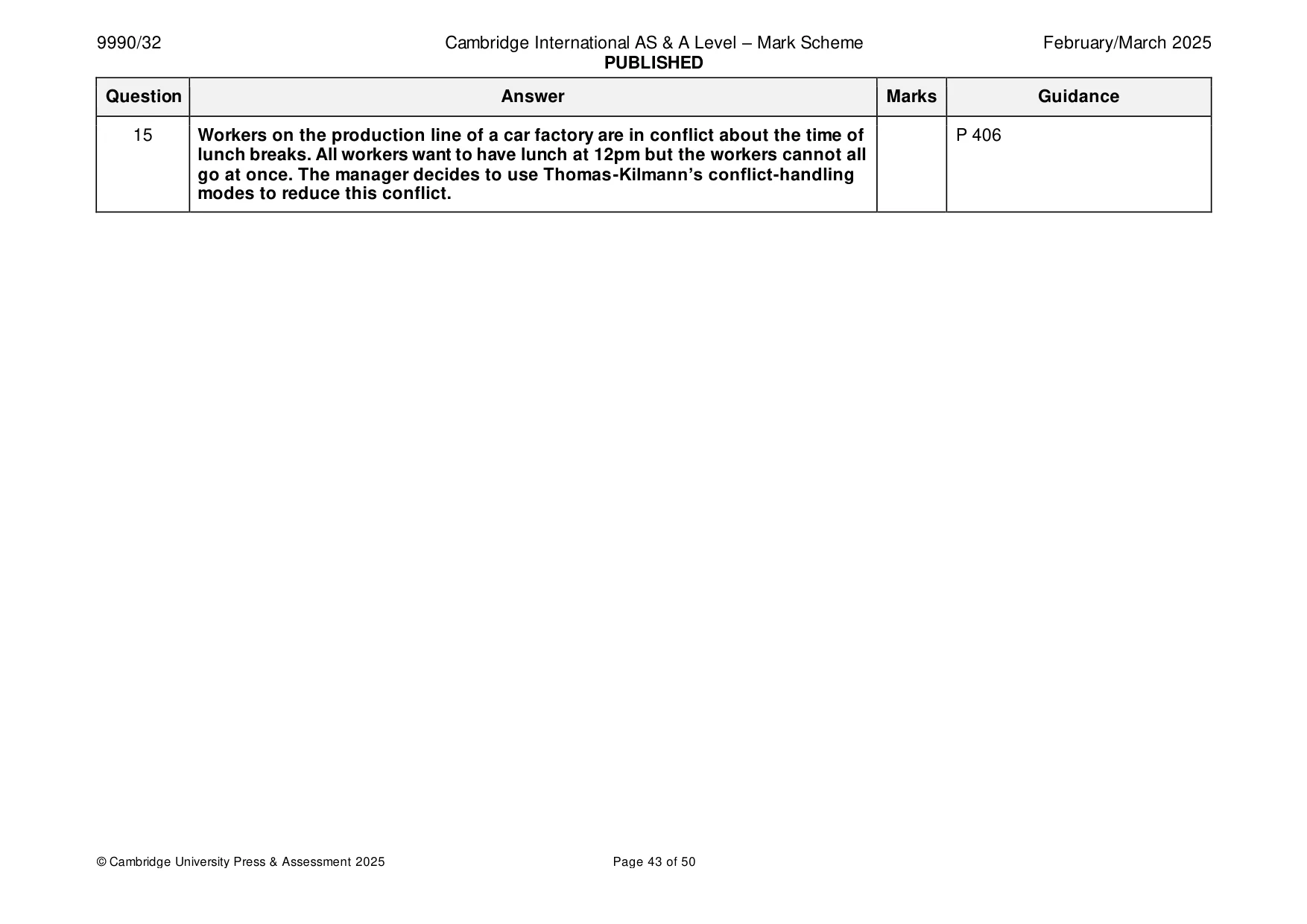 Mark scheme, page 43 of 50
