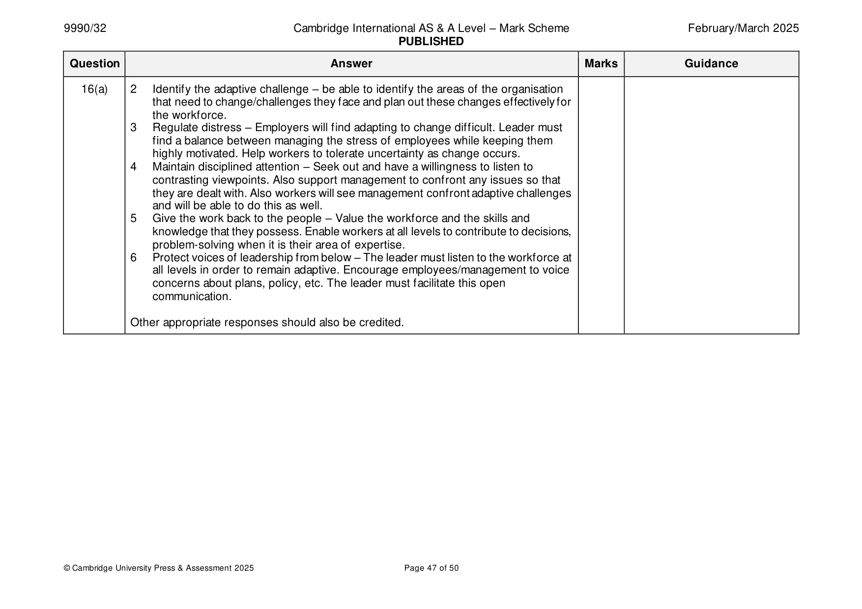 Mark scheme, page 47 of 50